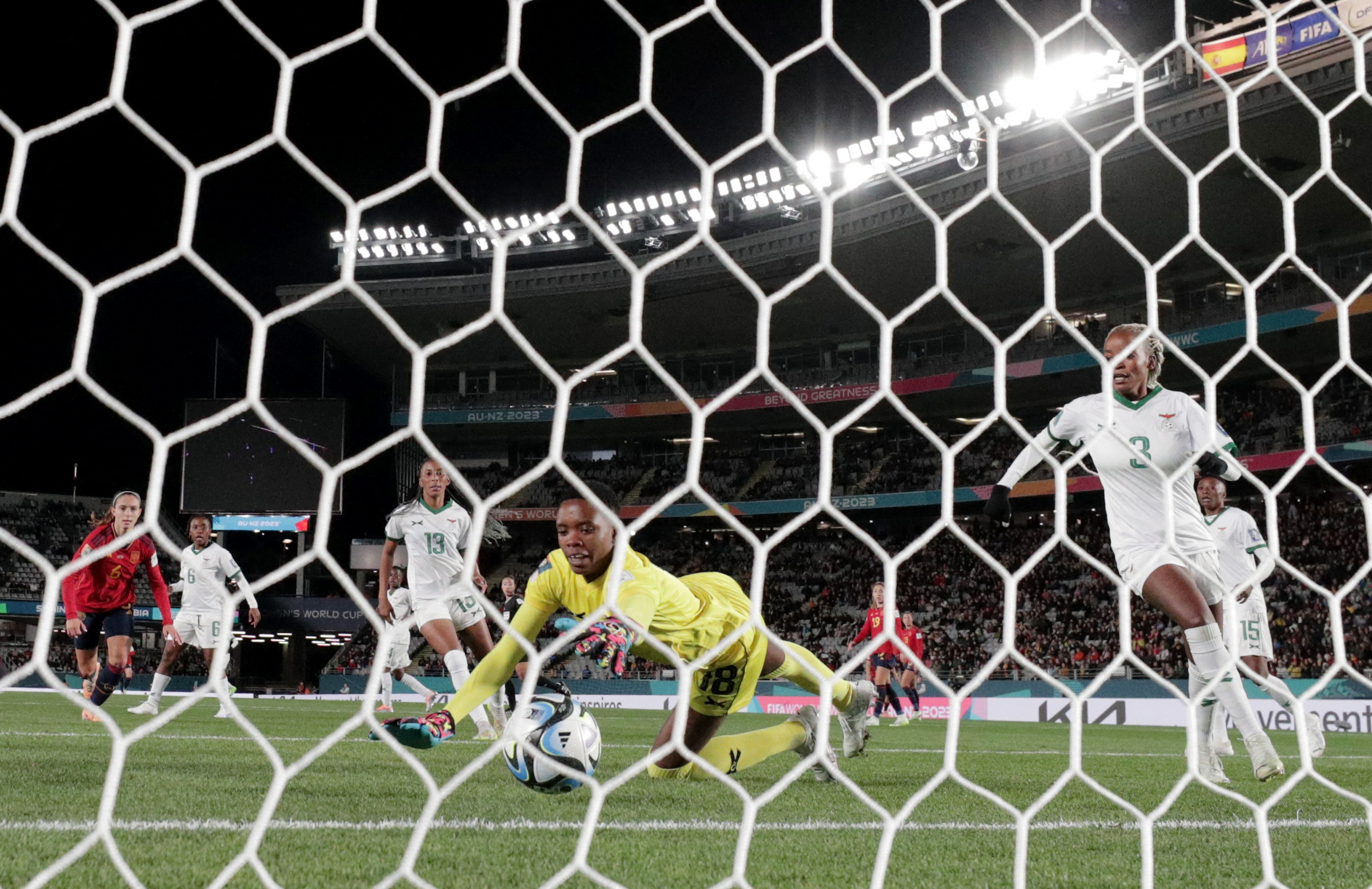 Soccer Football - FIFA Women's World Cup Australia and New Zealand 2023 - Group C - Spain v Zambia - Eden Park, Auckland, New Zealand - July 26, 2023 Zambia's Eunice Sakala in action REUTERS