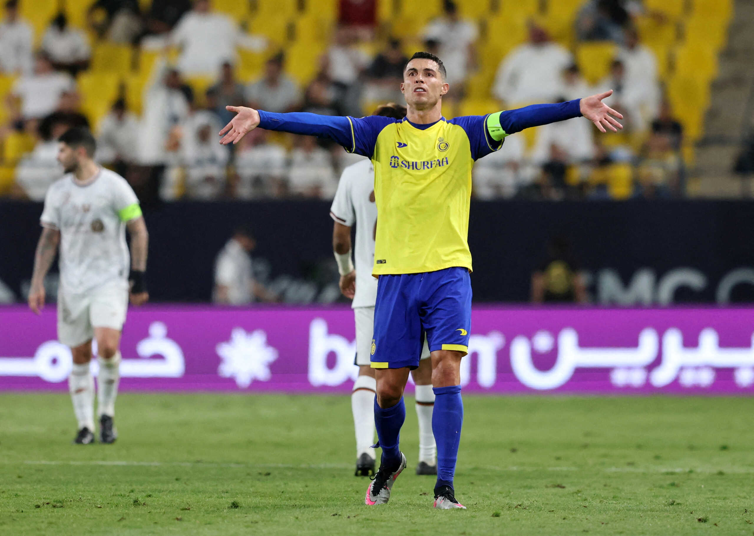 FILE PHOTO: Soccer Football - Saudi Pro League - Al Nassr v Al Shabab - KSU Stadium, Riyadh, Saudi Arabia - May 23, 2023 Al Nassr's Cristiano Ronaldo reacts REUTERS