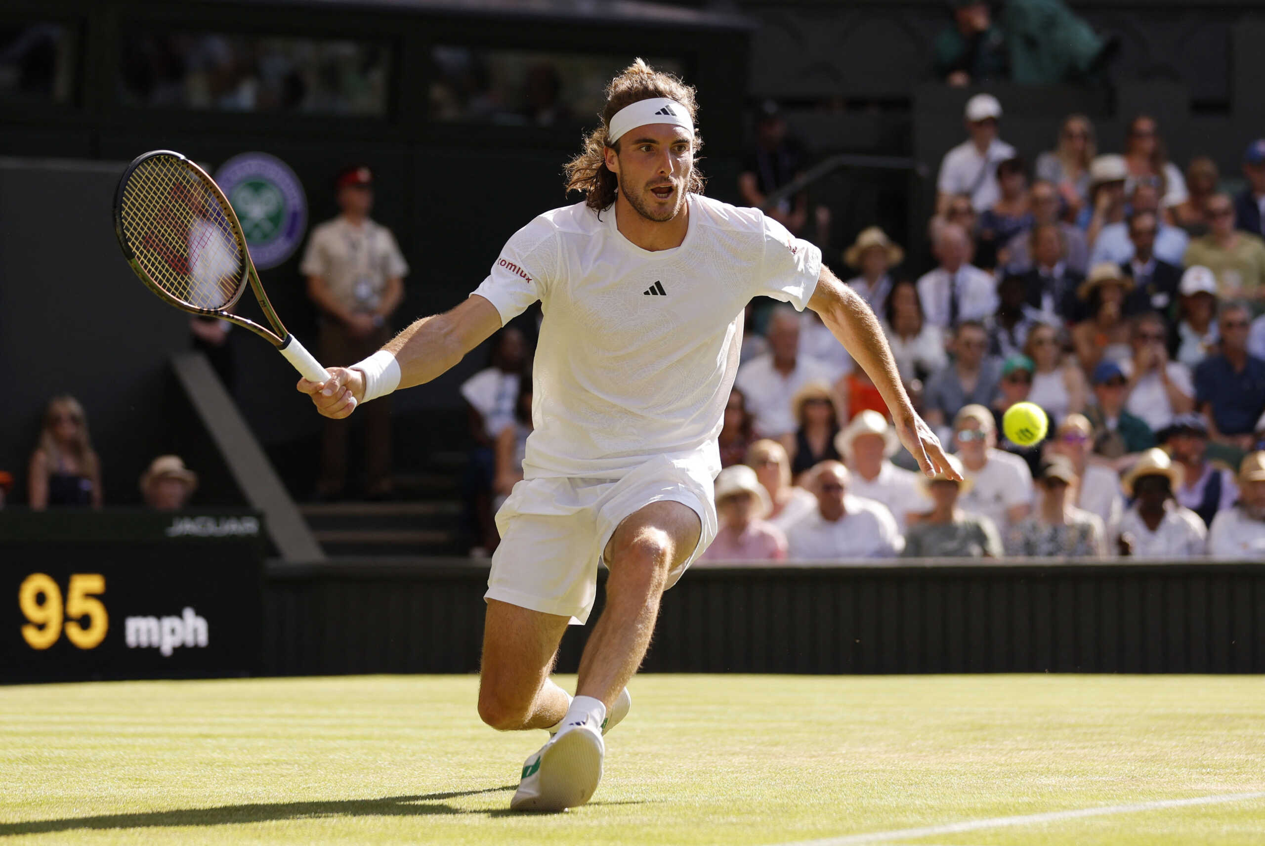 Tennis - Wimbledon - All England Lawn Tennis and Croquet Club, London, Britain - July 7, 2023 Greece’s Stefanos Tsitsipas in action during his second round match against Britain’s Andy Murray REUTERS