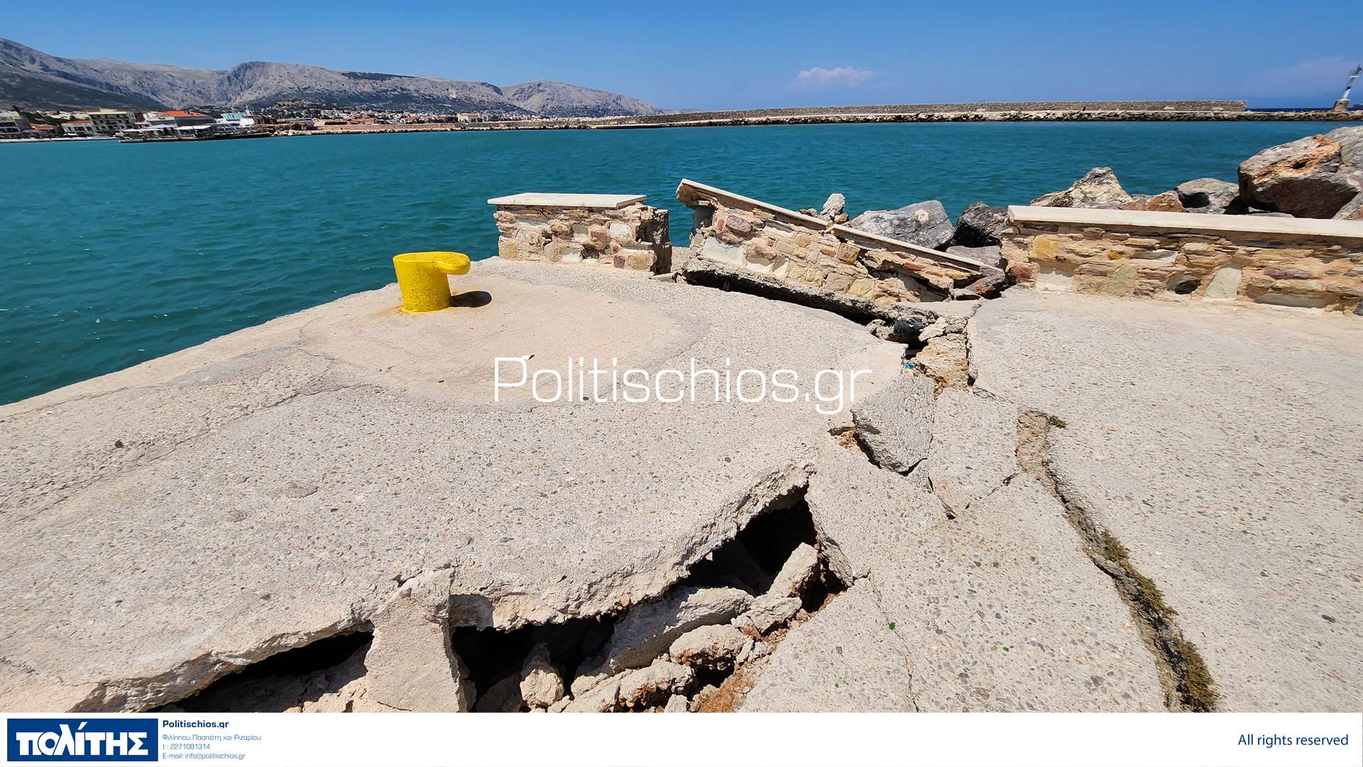 Χίος: Εικόνες μετά την πρόσκρουση του πλοίου «Νήσος Σάμος» στο λιμάνι