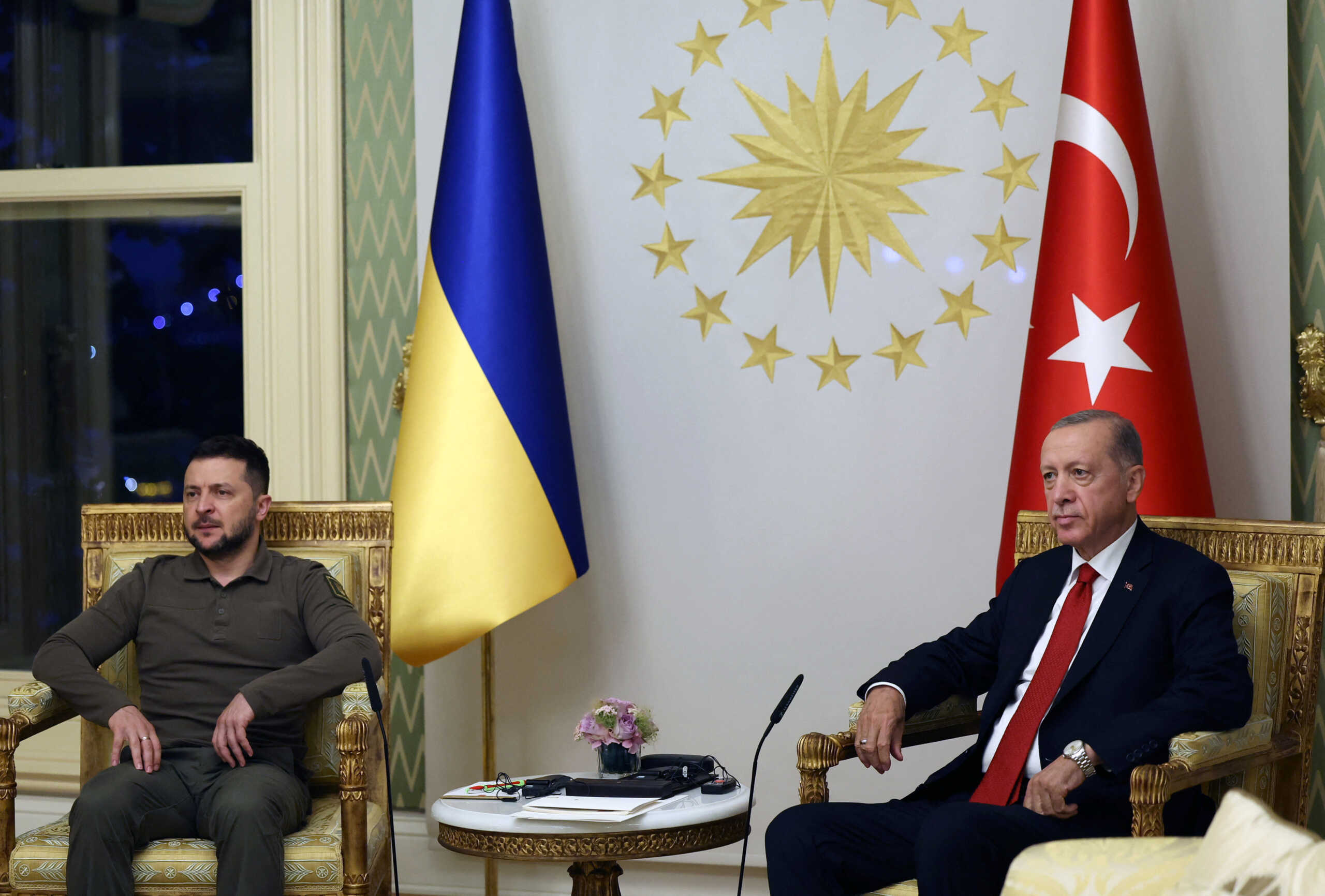 Turkish President Tayyip Erdogan meets with Ukraine's President Volodymyr Zelenskiy in Istanbul, Turkey July 7, 2023. Turkish Presidential Press Office