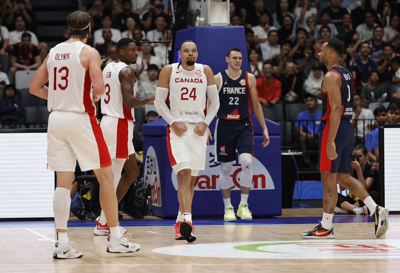 Basketball - FIBA World Cup 2023 - First Round - Group H - Canada v France - Indonesia Arena, Jakarta, Indonesia - August 25, 2023 Canada's Dillon Brooks reacts REUTERS