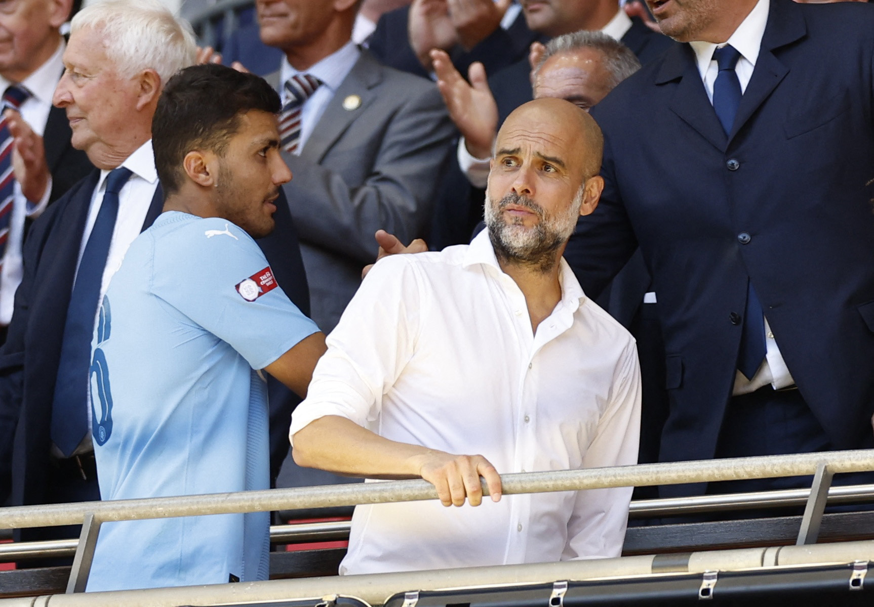 Soccer Football - Community Shield - Manchester City v Arsenal - Wembley Stadium, London, Britain - August 6, 2023  Manchester City manager Pep Guardiola looks dejected after the match Action Images via Reuters