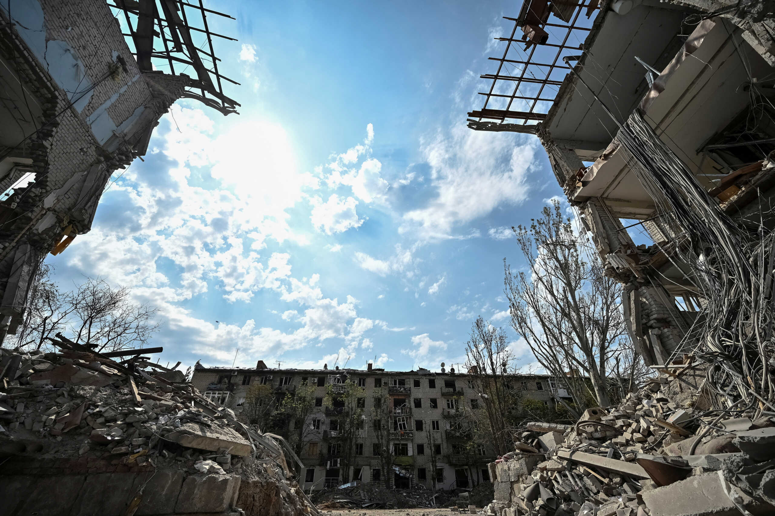 A view shows residential buildings destroyed by Russian military strike, amid Russia's attack on Ukraine, in Orikhiv, Zaporizhzhia region, Ukraine August 10, 2023. REUTERS