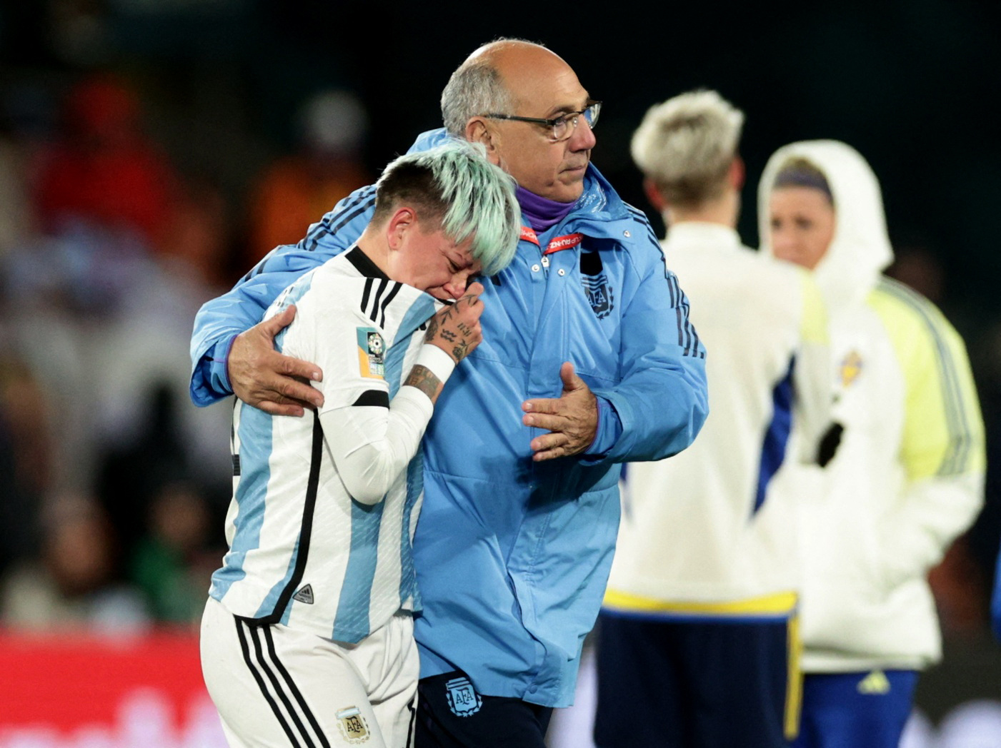 Soccer Football - FIFA Women’s World Cup Australia and New Zealand 2023 - Group G - Argentina v Sweden - Waikato Stadium, Hamilton, New Zealand - August 2, 2023 Argentina's Yamila Rodriguez looks dejected after Argentina are knocked out of the World Cup REUTERS