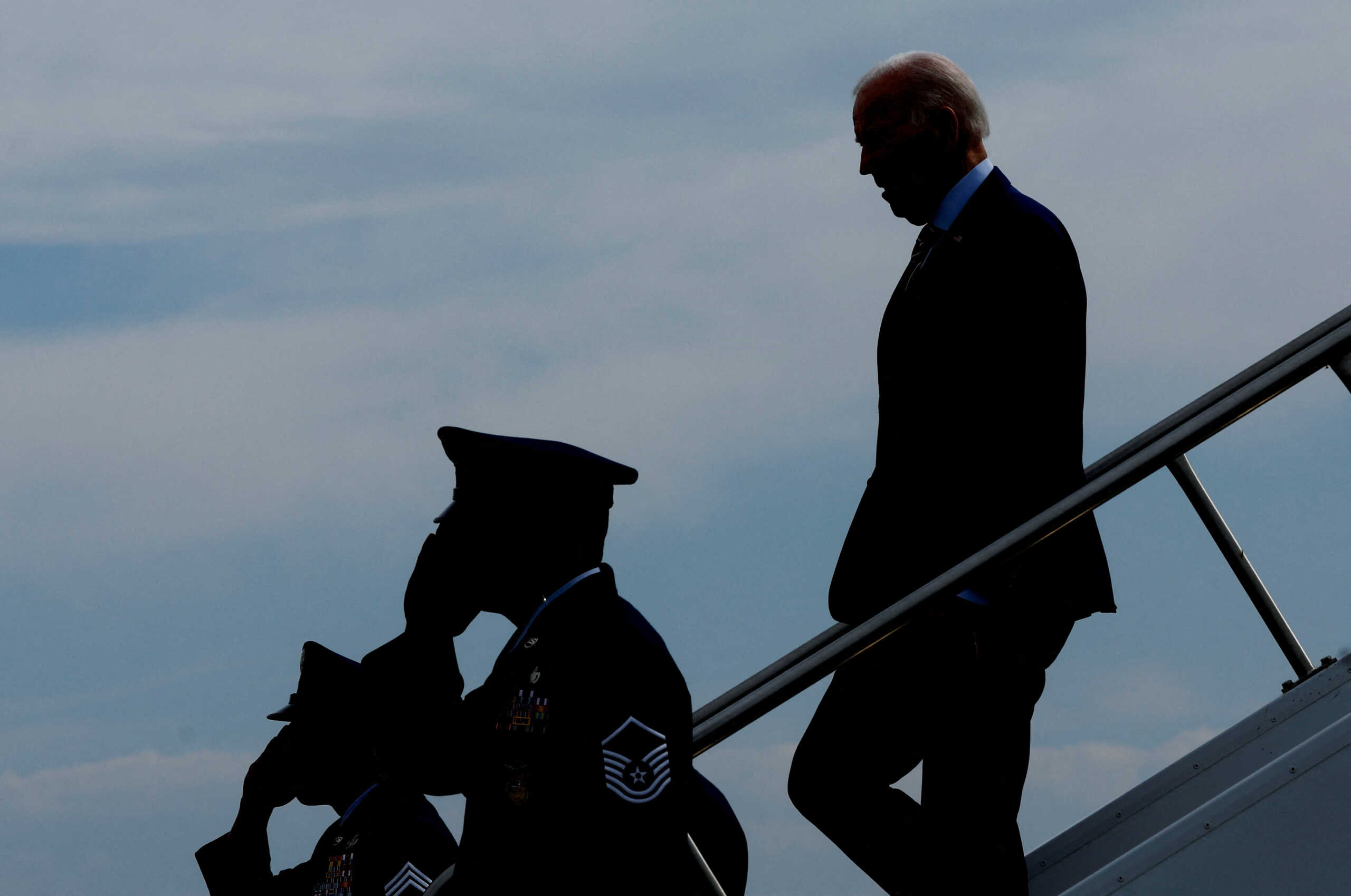 U.S. President Joe Biden disembarks after arriving at Wright Air National Guard Base, Salt Lake City, Utah, U.S. August 9, 2023. REUTERS