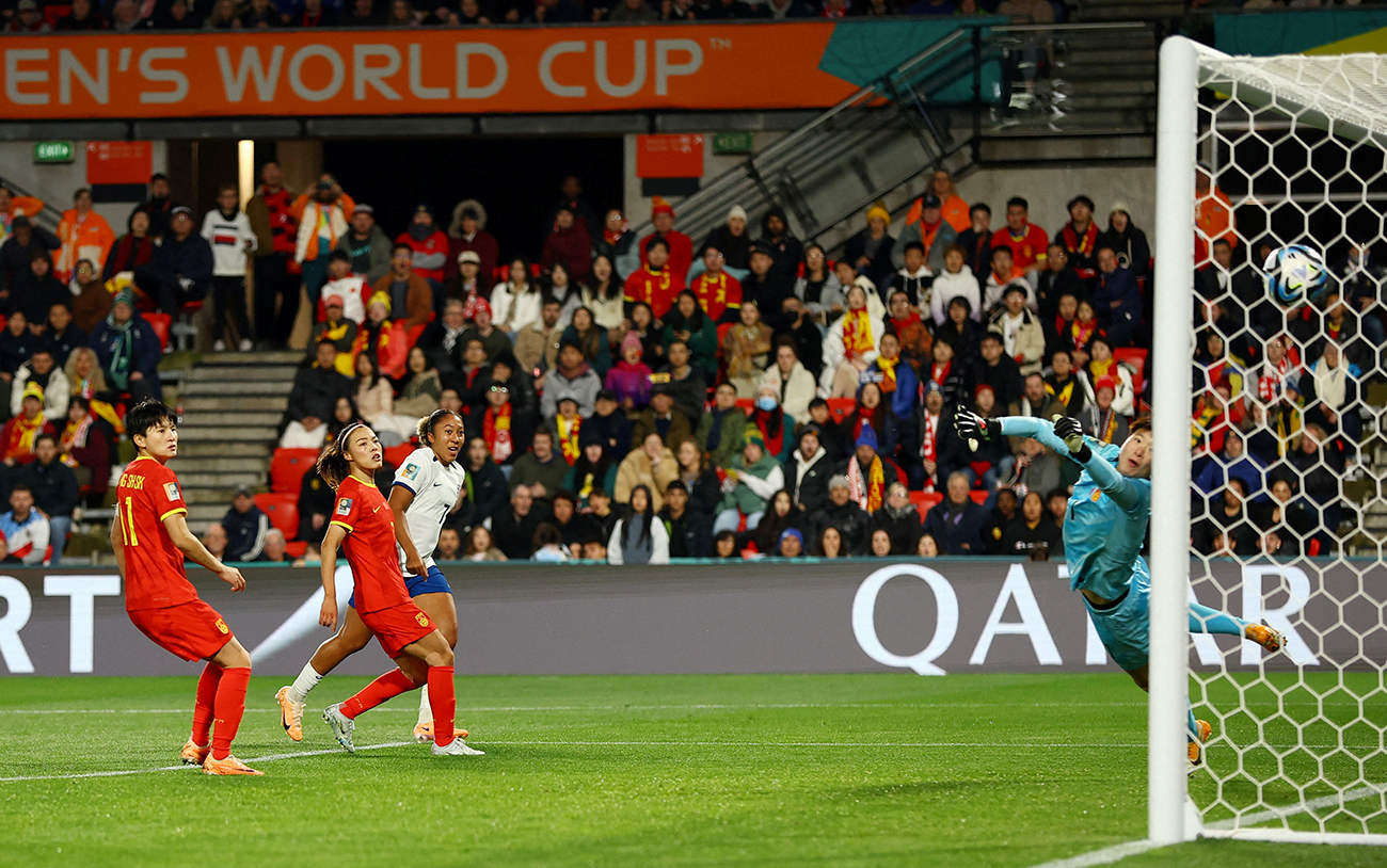 Soccer Football - FIFA Women’s World Cup Australia and New Zealand 2023 - Group D - China v England - Hindmarsh Stadium, Adelaide, Australia - August 1, 2023
England's Lauren James scores their fourth goal REUTERS