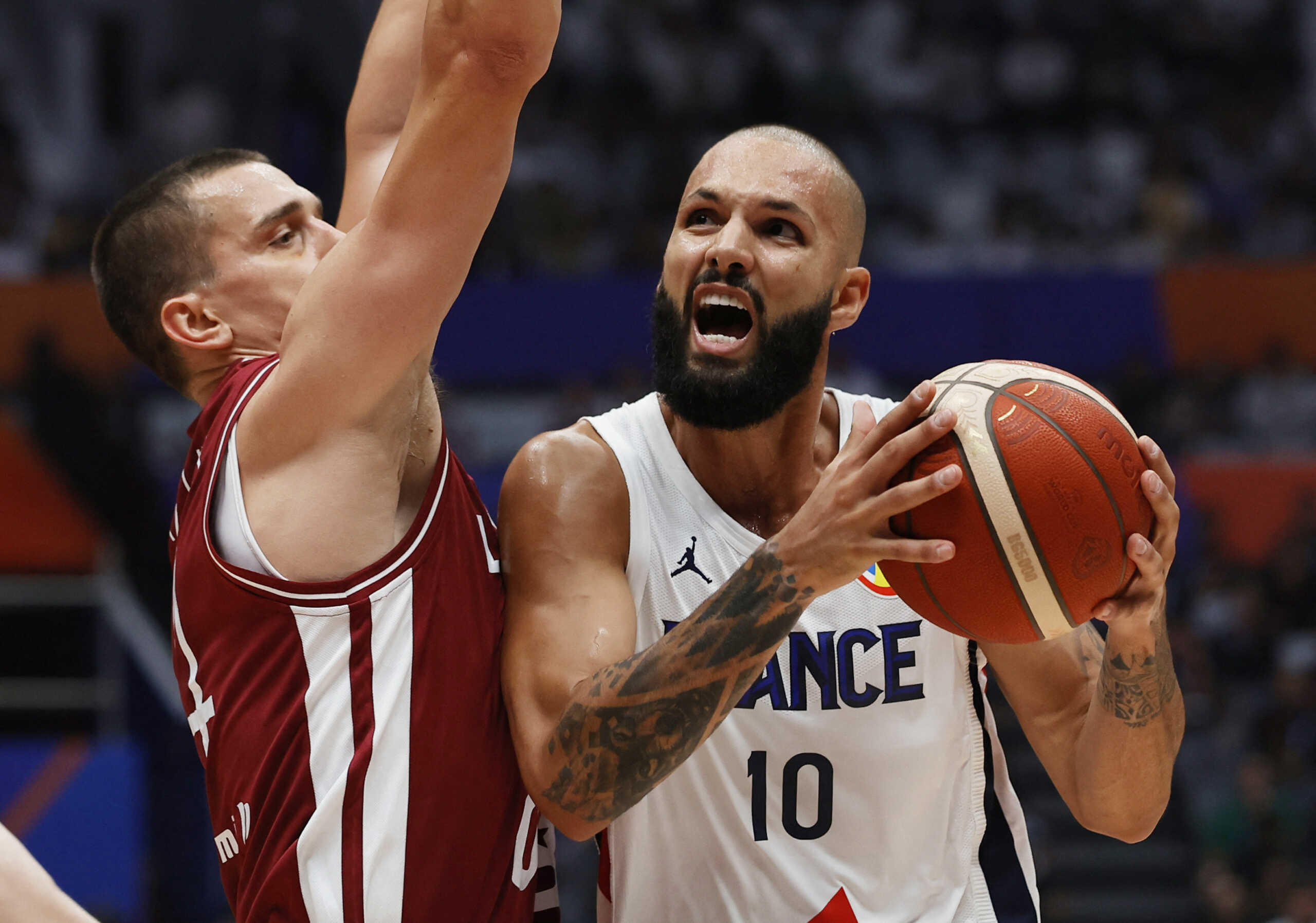 Basketball - FIBA World Cup 2023 - First Round - Group H - France v Latvia - Indonesia Arena, Jakarta, Indonesia - August 27, 2023 France's Evan Fournier in action REUTERS