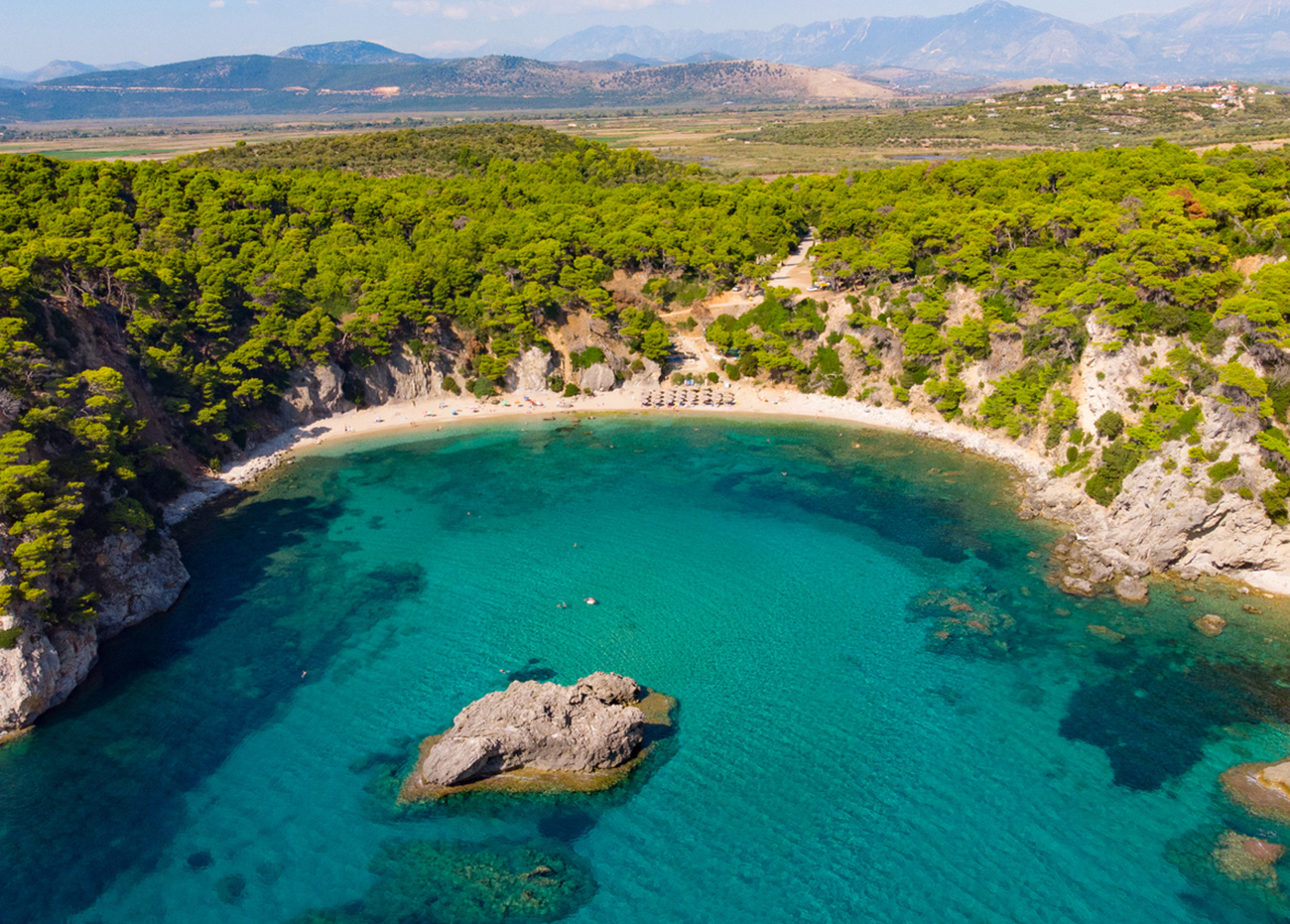 Aerial photo of one awesome beach in Preveza,Greece