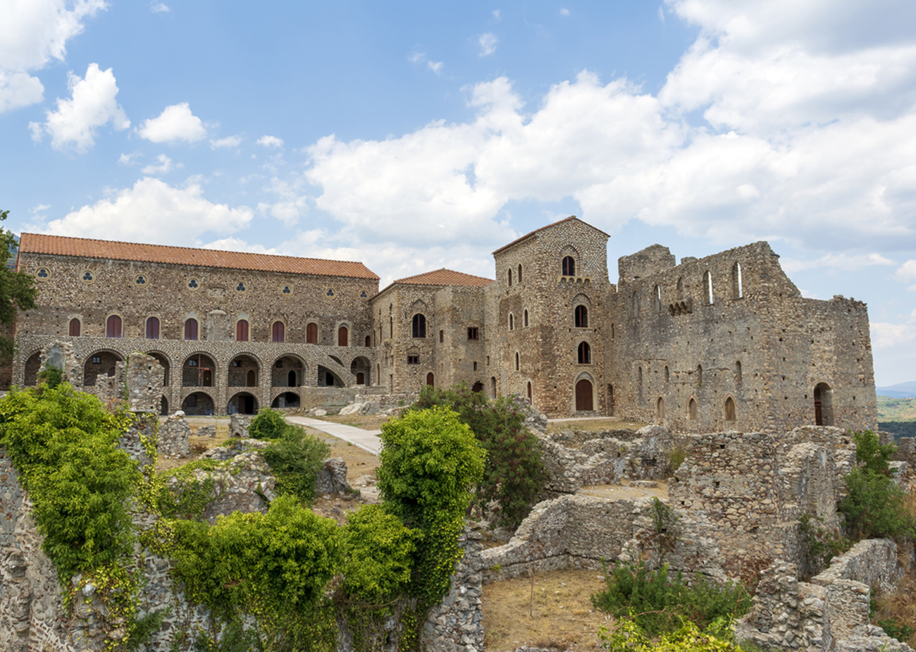 The Palace of the Despots at the upper Town of Mystras. Greece.