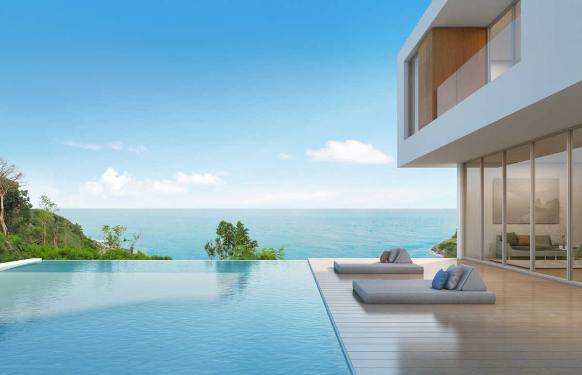 3d rendering of building and swimming pool