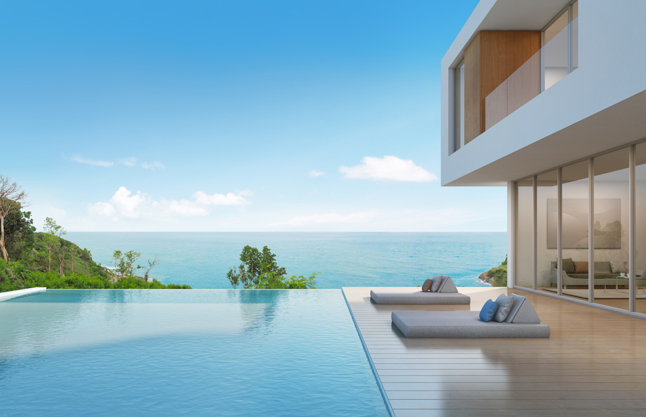 3d rendering of building and swimming pool
