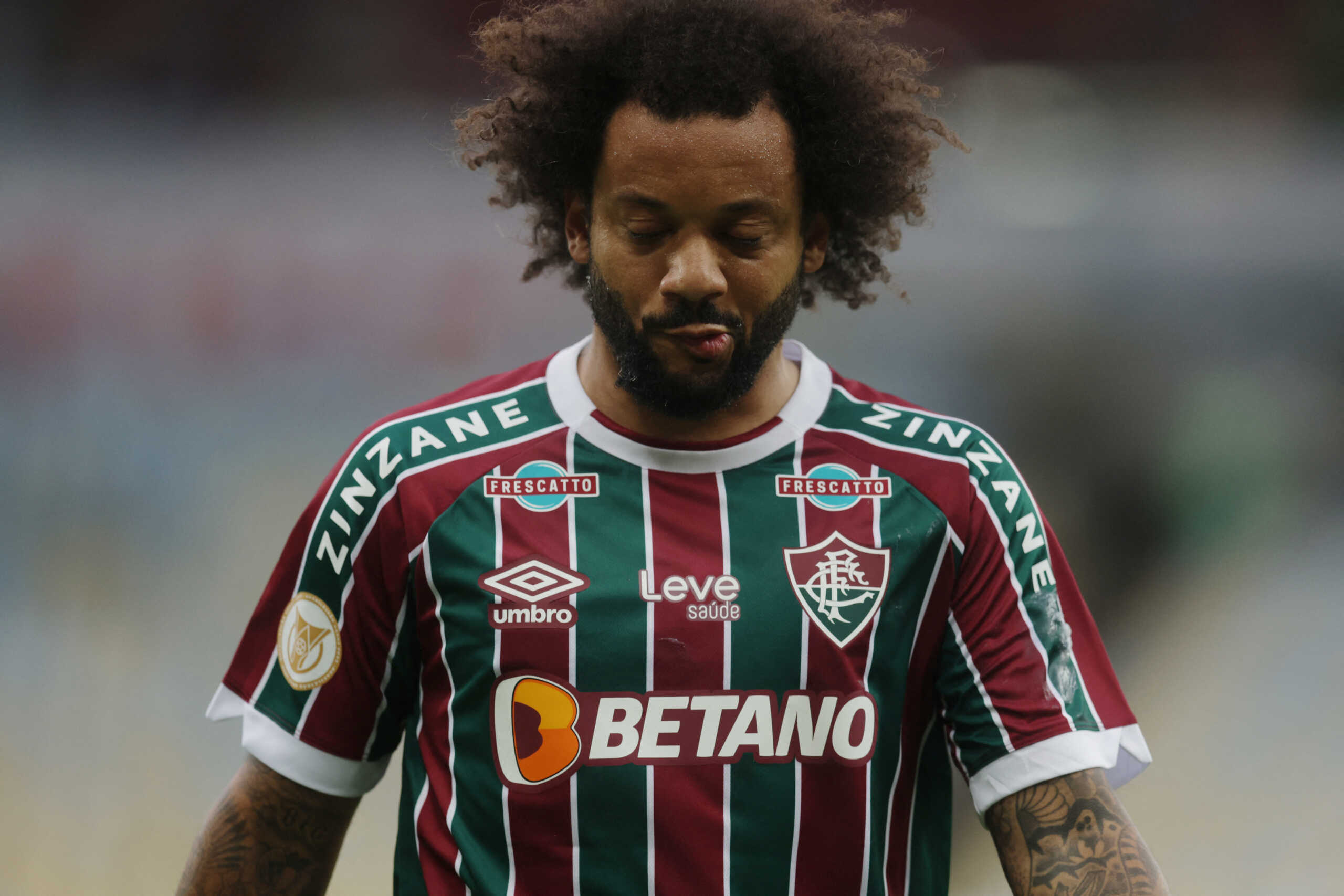 Soccer Football - Brasileiro Championship - Fluminense v Internacional - Estadio Maracana, Rio de Janeiro, Brazil - July 9, 2023 Fluminense's Marcelo reacts REUTERS