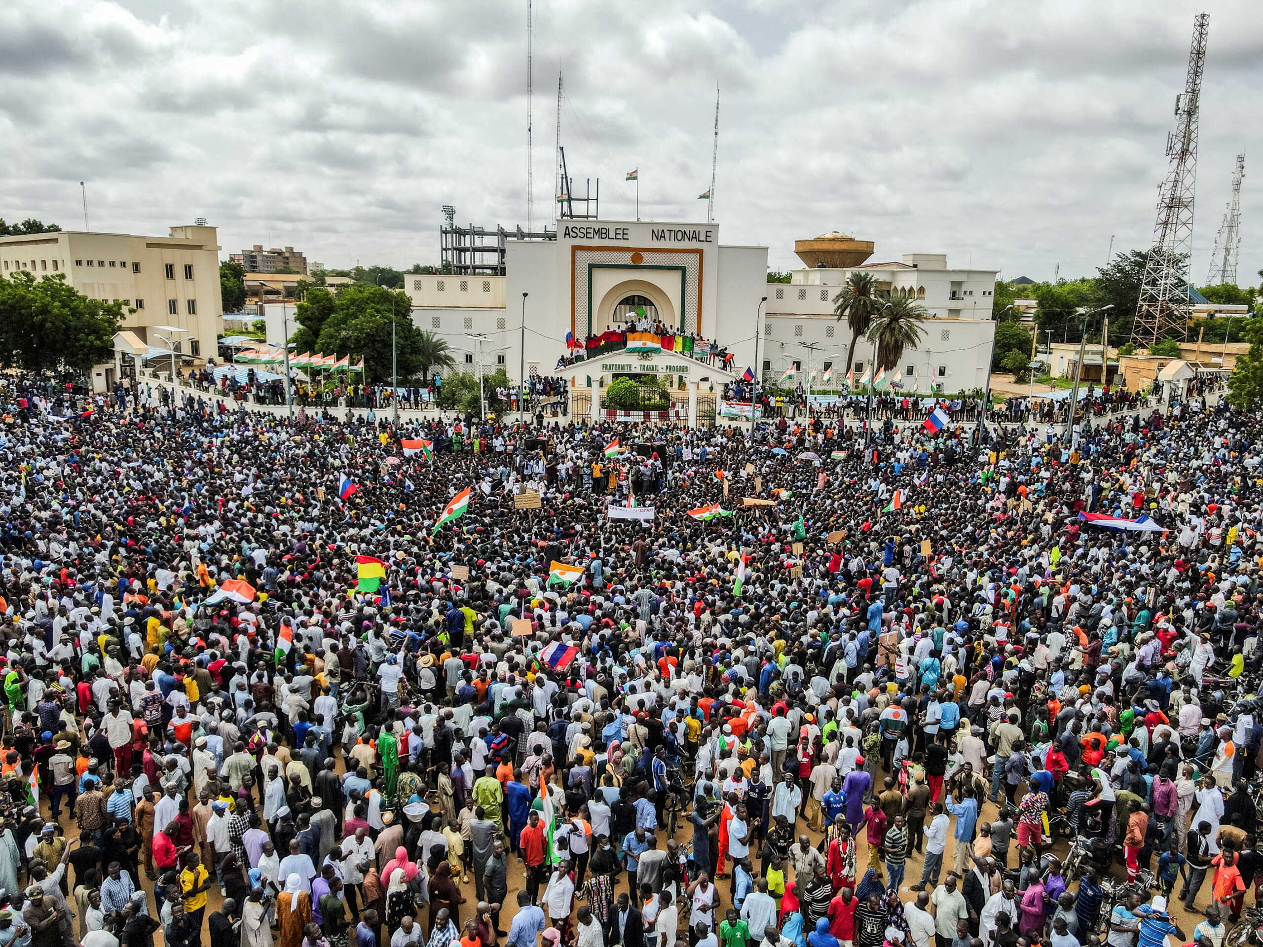 Thousands of anti-sanctions protestors gather in support of the putschist soldiers in the capital Niamey, Niger August 3, 2023. REUTERS