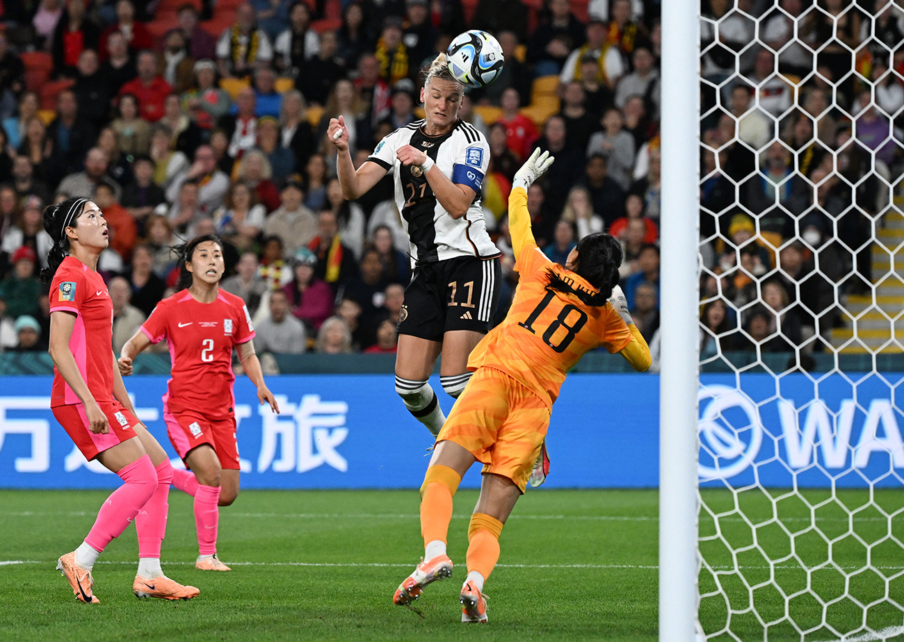 Soccer Football - FIFA Women’s World Cup Australia and New Zealand 2023 - Group H - South Korea v Germany - Brisbane Football Stadium, Brisbane, Australia - August 3, 2023
Germany's Alexandra Popp scores a disallowed goal REUTERS