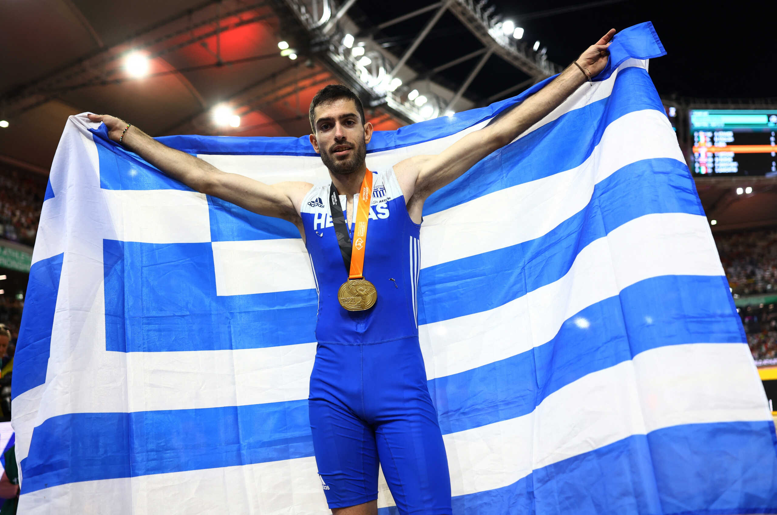 Athletics - World Athletics Championship - Men's Long Jump Final - National Athletics Centre, Budapest, Hungary - August 24, 2023 Gold medallist Greece's Miltiadis Tentoglou celebrates after winning the final REUTERS