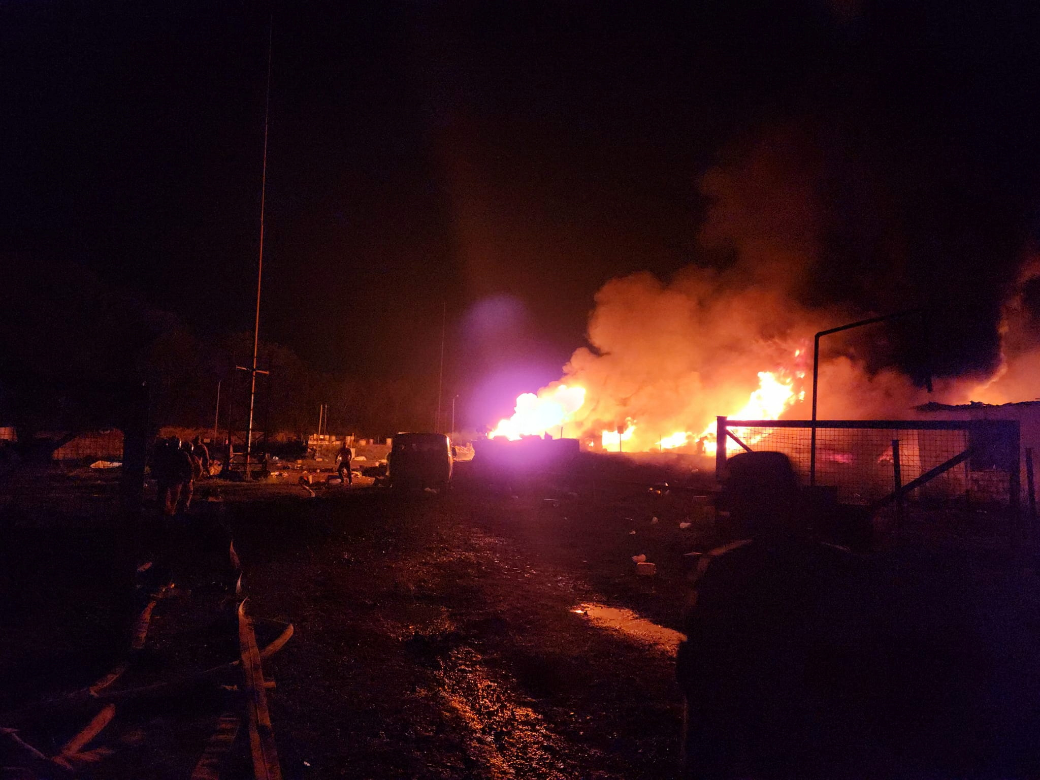 Rescue and medical personnel work following an explosion in the gasoline warehouse near the Stepanakert-Askera highway in Berkadzor, Nagorno-Karabakh in this handout picture released September 25, 2023. Ministry of Internal Affairs, Republic of Artsakh