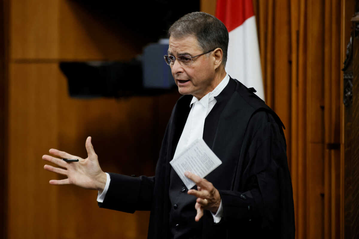Speaker of the House of Commons Anthony Rota speaks during Question Period on Parliament Hill in Ottawa, Ontario, Canada September 25, 2023. REUTERS