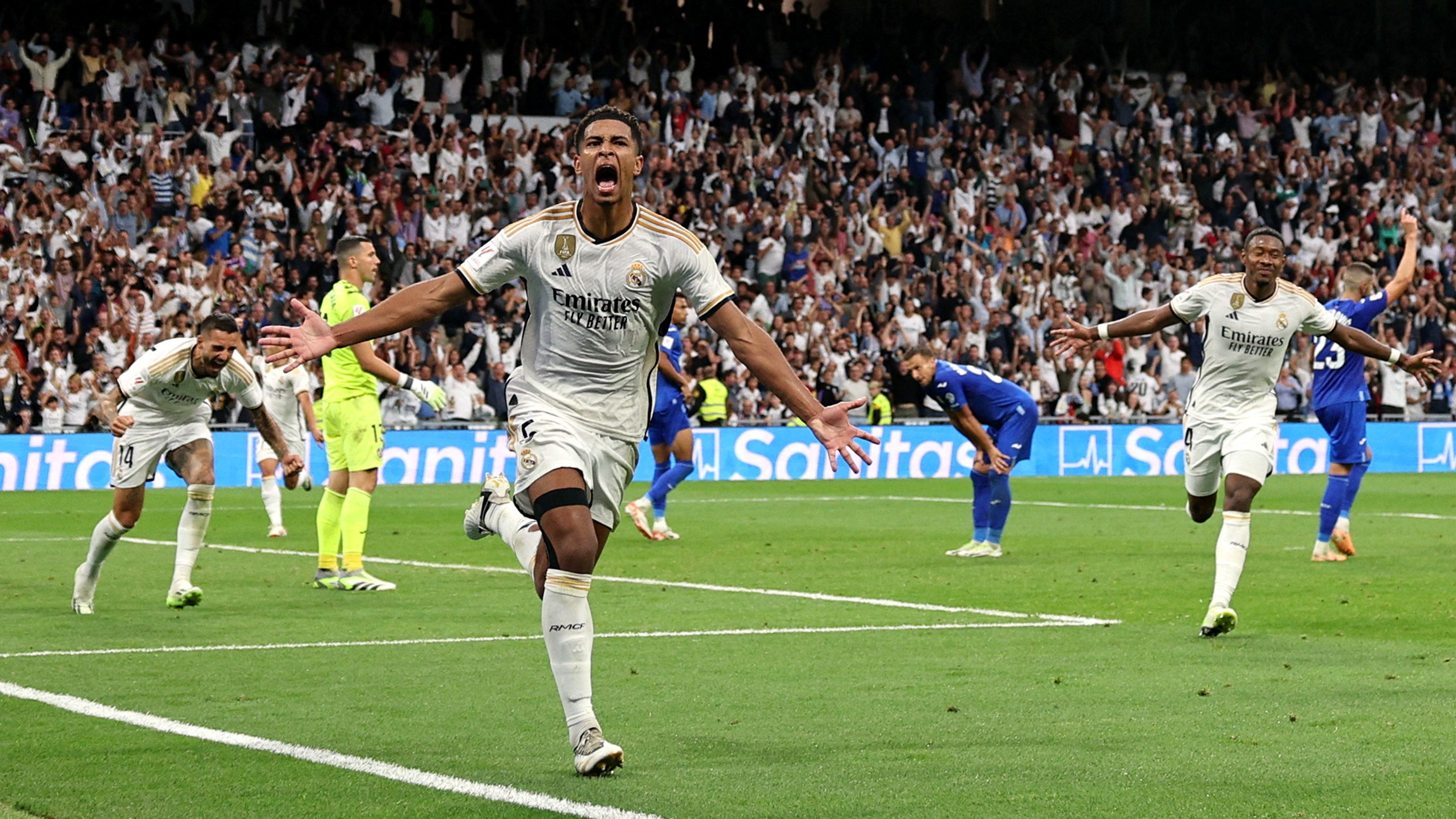 Soccer Football - LaLiga - Real Madrid v Getafe - Santiago Bernabeu, Madrid, Spain - September 2, 2023 Real Madrid's Jude Bellingham celebrates scoring their second goal  REUTERS