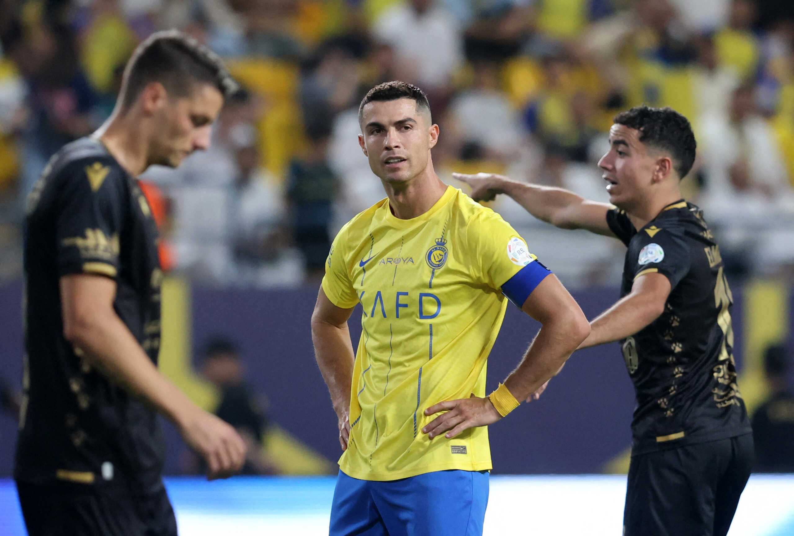 Soccer Football - Saudi Pro League - Al Nassr v Al Taawoun - Al-Awwal Park, Riyadh, Saudi Arabia - August 18, 2023 Al Nassr's Cristiano Ronaldo during the match REUTERS