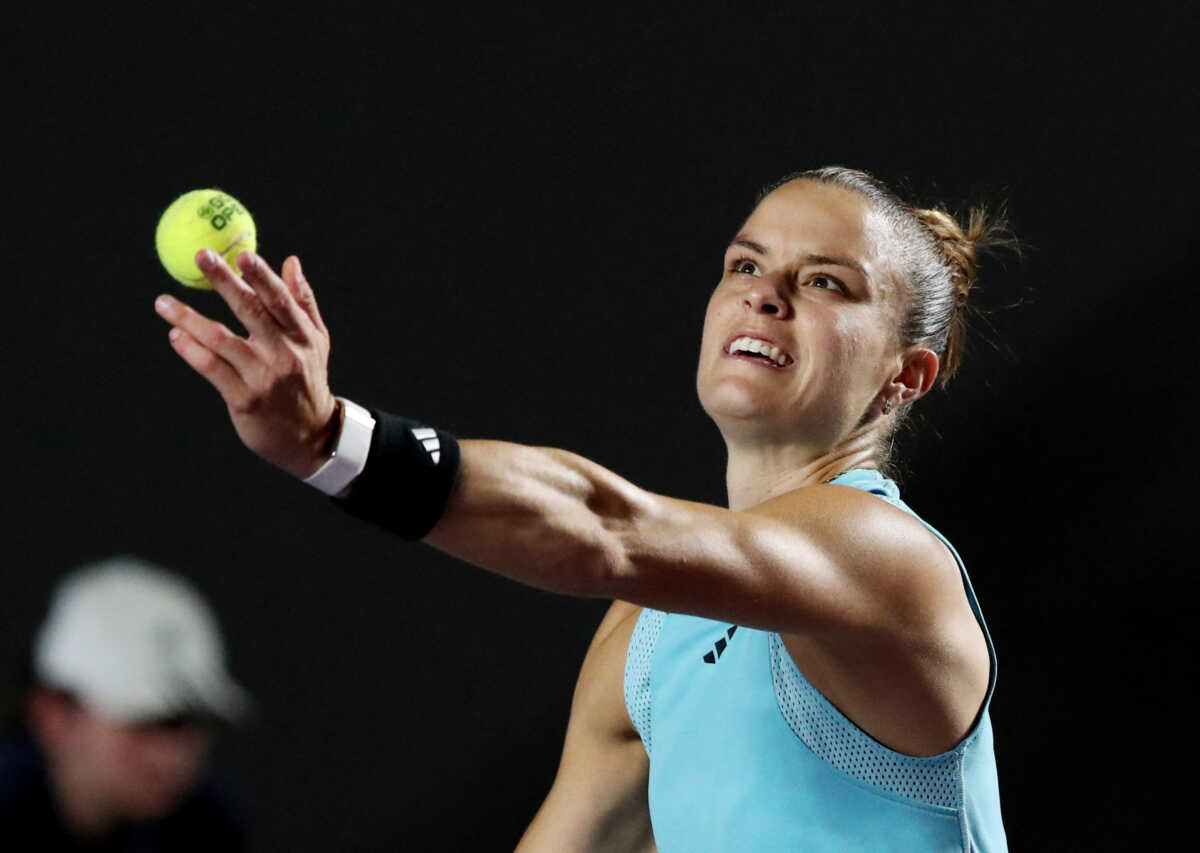 Tennis - WTA 1000 - Guadalajara Open - Panamerican Tennis Center, Guadalajara, Mexico - September 23, 2023 Greece's Maria Sakkari in action during her final match against Caroline Dolehide of the U.S. REUTERS