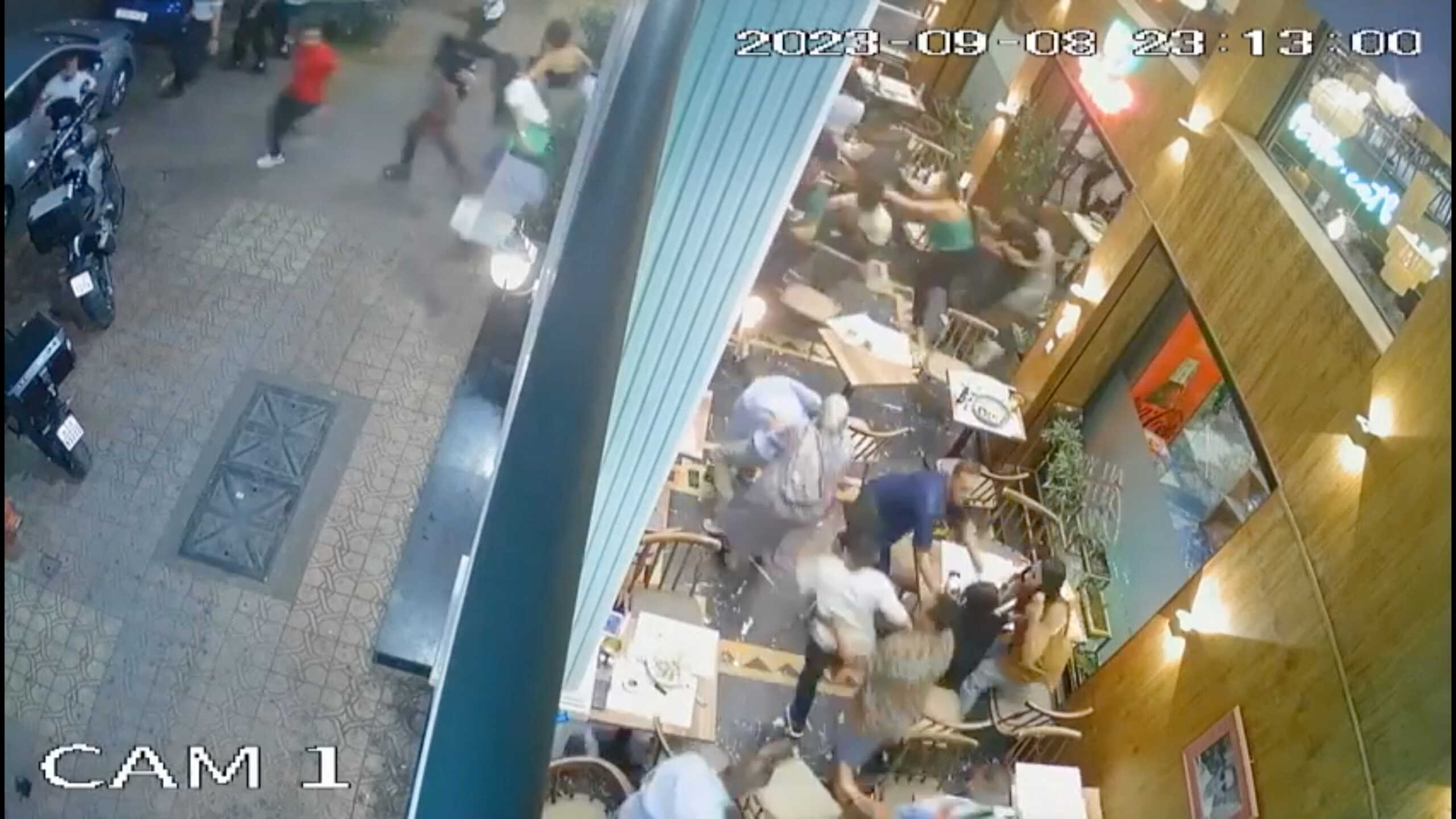 People run, as a powerful earthquake hits, in Marrakech, Morocco September 8, 2023, in this screen grab obtained from a video. Video obtained by REUTERS