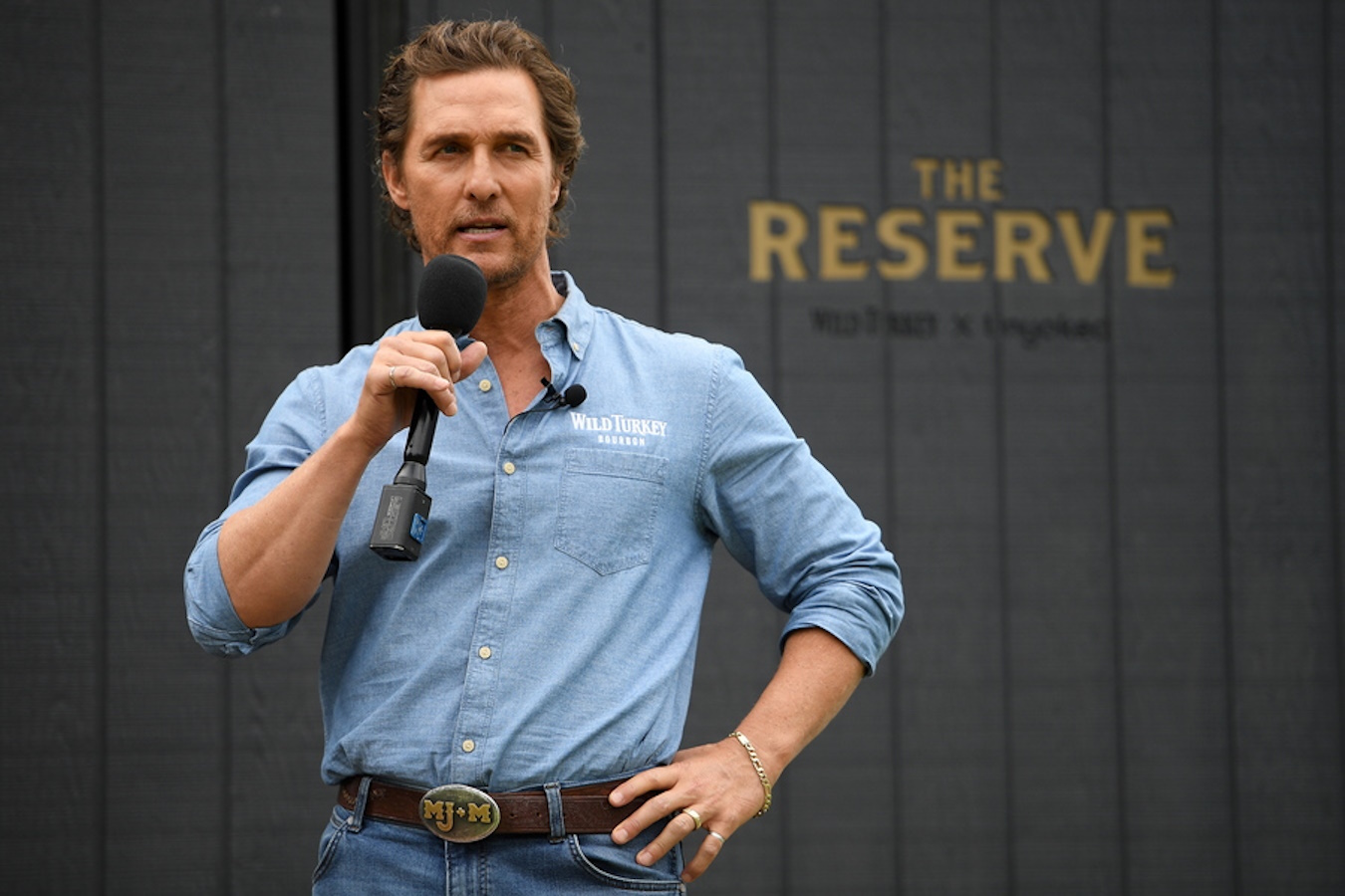 epa08010469 US actor Matthew McConaughey speaks during a promotional event at the Royal Botanic Gardens in Sydney, Australia, 20 November 2019.  EPA