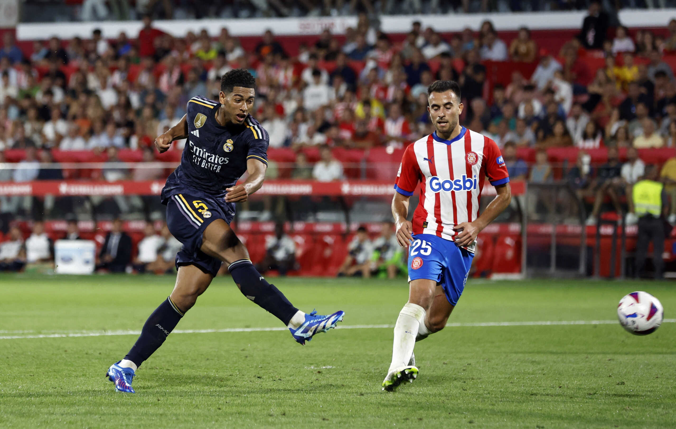 Soccer Football - LaLiga - Girona v Real Madrid - Estadi Montilivi, Girona, Spain - September 30, 2023 Real Madrid's Jude Bellingham scores their third goal REUTERS