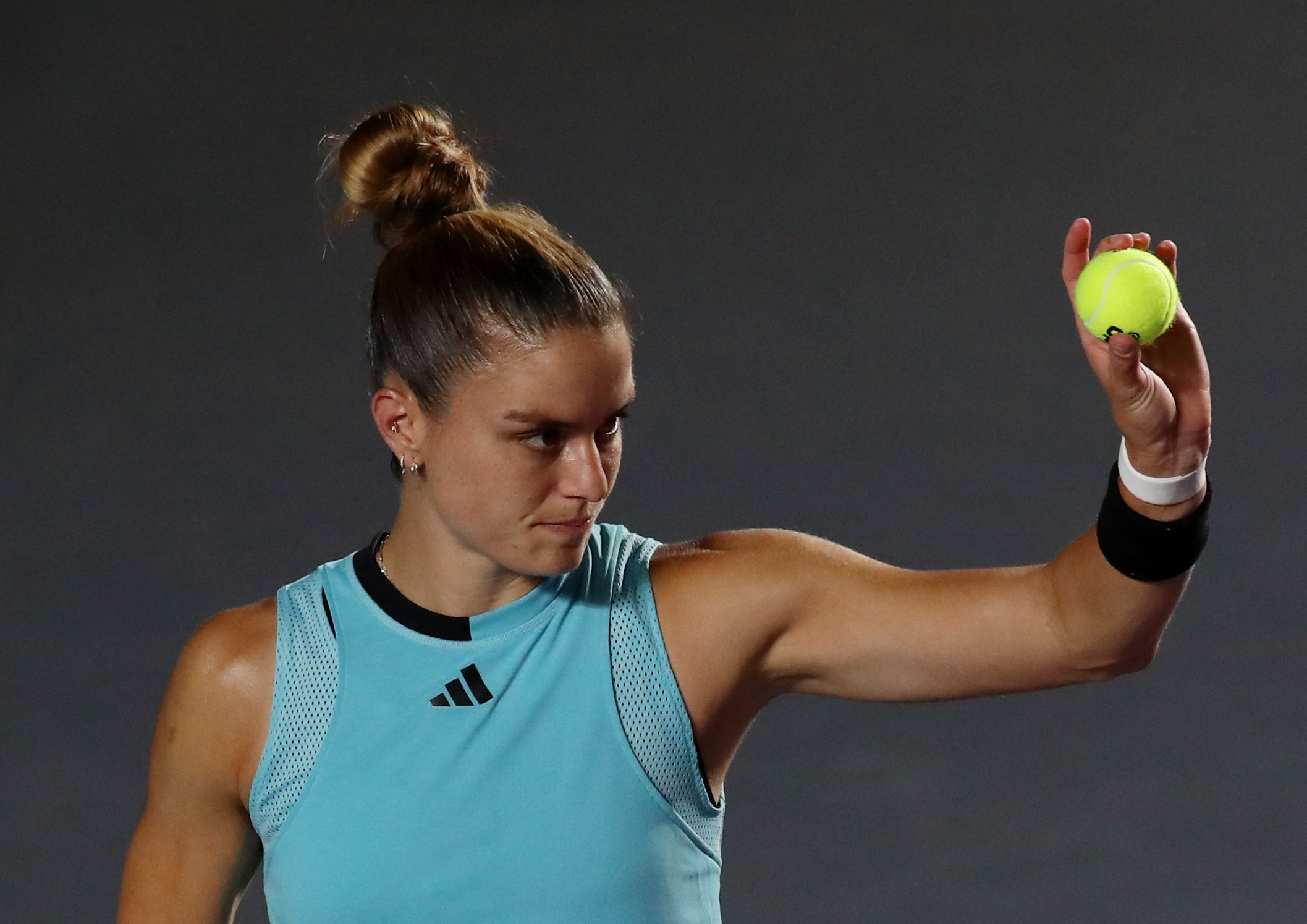 Tennis - WTA 1000 - Guadalajara Open - Panamerican Tennis Center, Guadalajara, Mexico - September 21, 2023 Greece's Maria Sakkari in action during her quarter final match against Colombia's Emiliana Arango REUTERS
