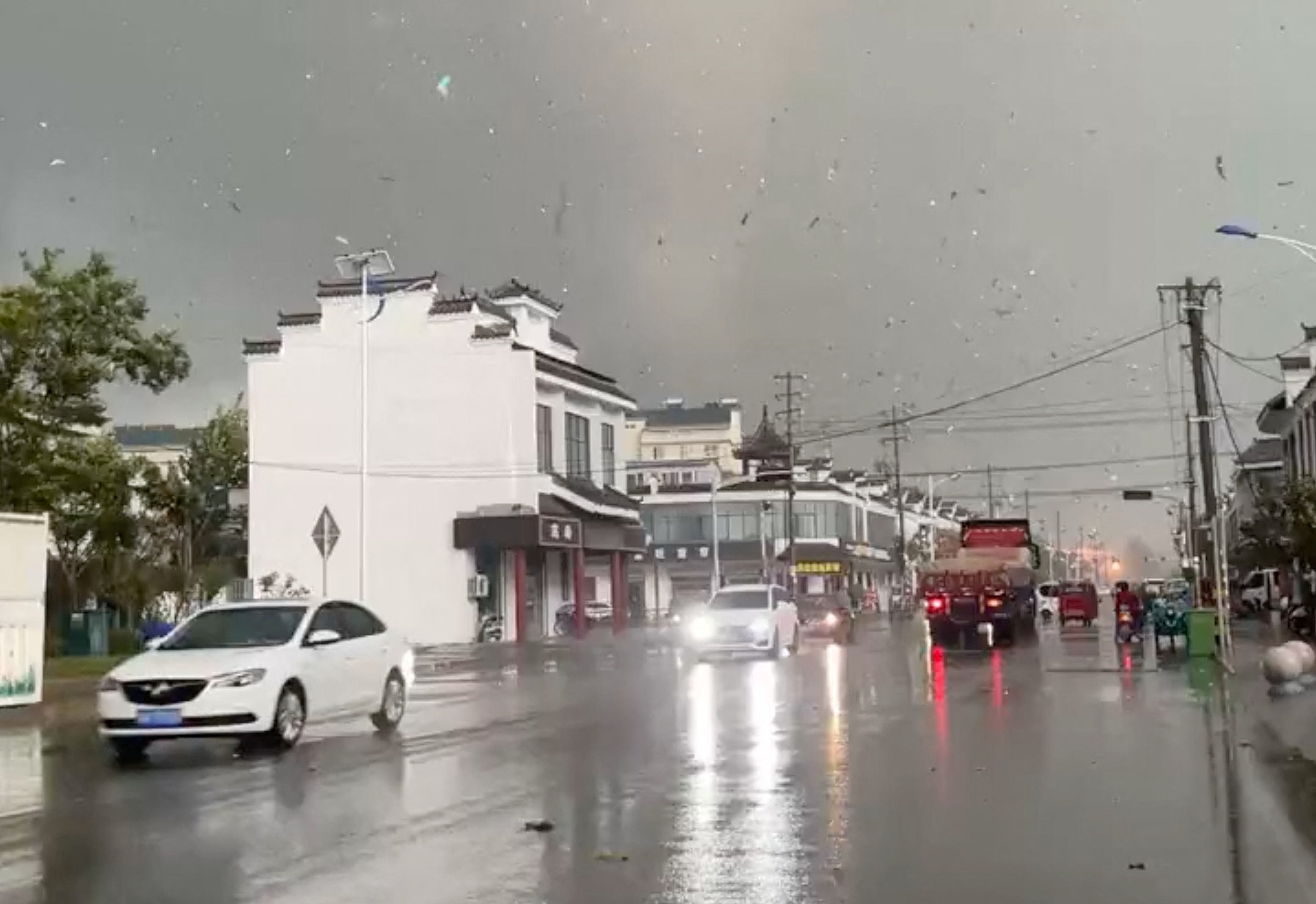 A view shows a tornado in Suqian, Jiangsu Province, China, released on September 19, 2023,  in this screen grab obtained from social media video. Video obtained by Reuters