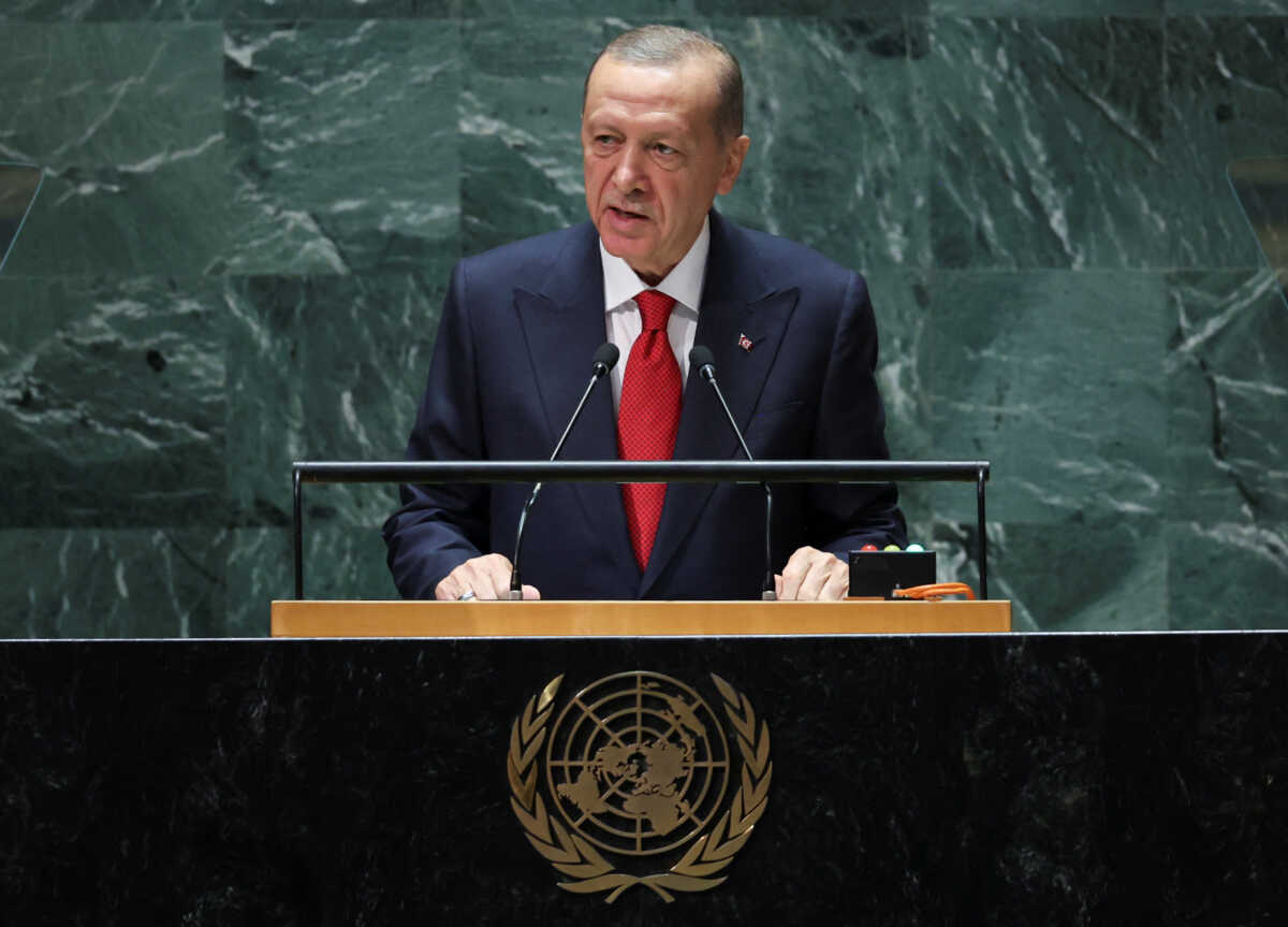 Turkey's President Tayyip Erdogan addresses the 78th Session of the U.N. General Assembly in New York City, U.S., September 19, 2023.  REUTERS