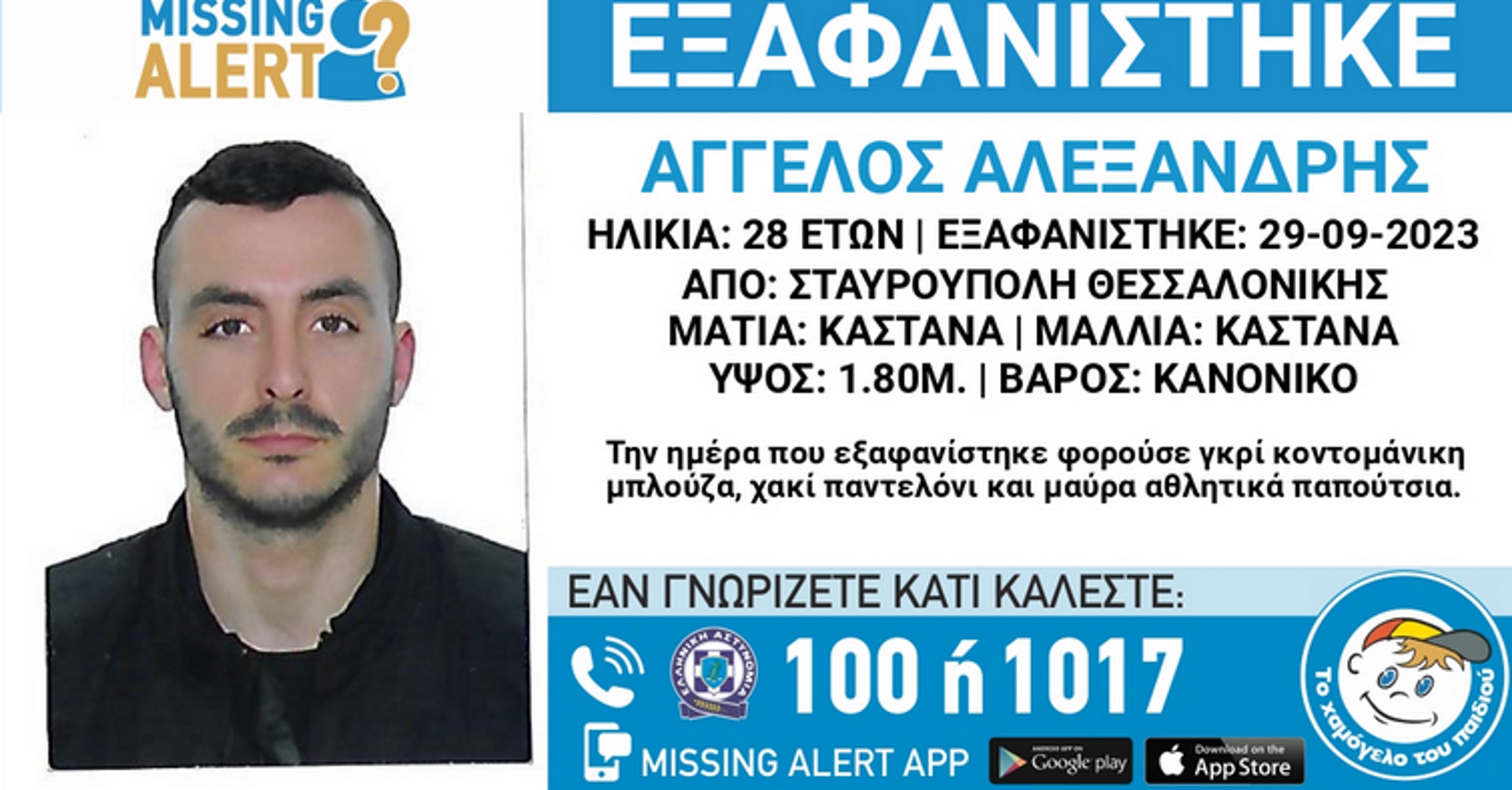 Θεσσαλονίκη: Εξαφάνιση 28χρονου στην Σταυρούπολη – Αγωνιώδεις έρευνες για τον Άγγελο Αλεξανδρή