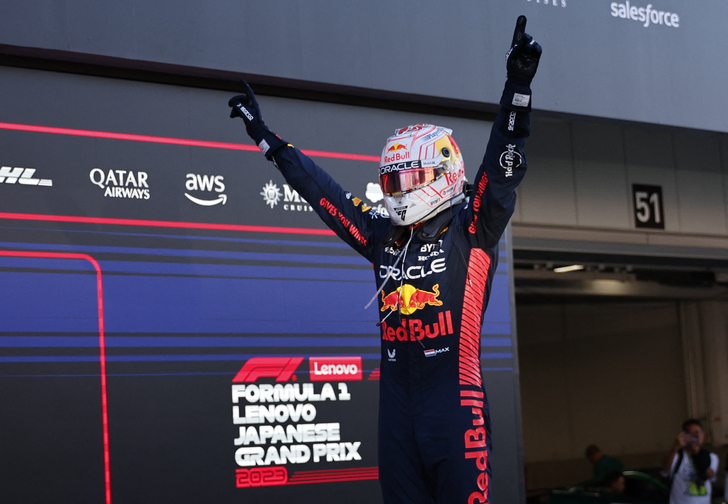Formula One F1 - Japanese Grand Prix - Suzuka Circuit, Suzuka, Japan - September 24, 2023 Red Bull's Max Verstappen celebrates after winning the Japanese Grand Prix REUTERS