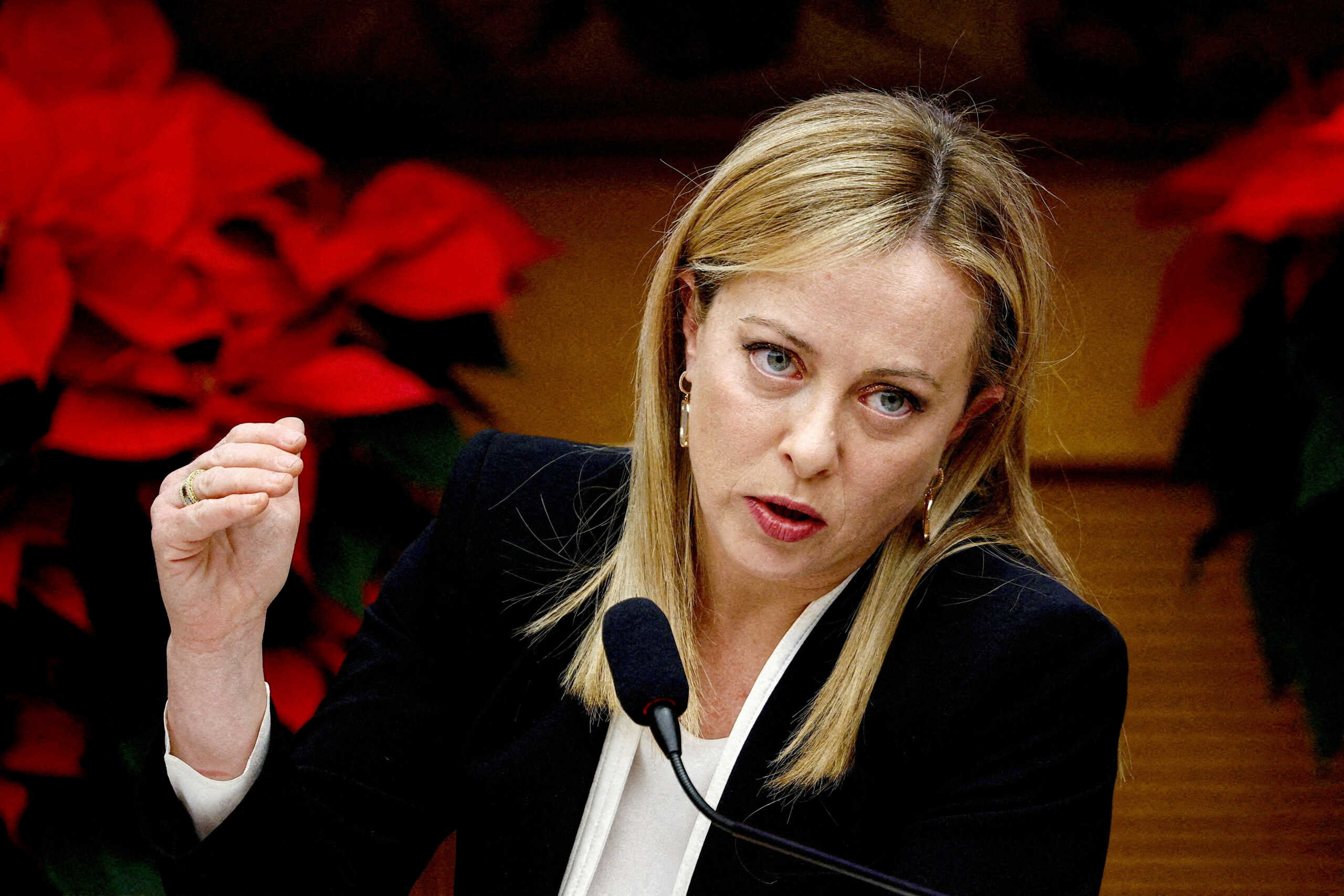 FILE PHOTO: Italian Prime Minister Giorgia Meloni holds her end-of-year news conference in Rome, Italy, December 29, 2022. REUTERS