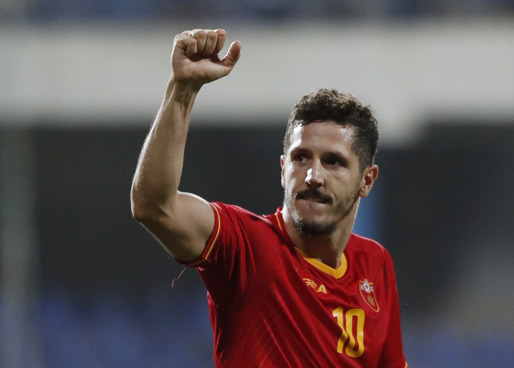 Soccer Football - Euro 2024 Qualifier - Group G - Montenegro v Bulgaria - Podgorica City Stadium, Podgorica, Montenegro - September 10, 2023 Montenegro's Stevan Jovetic celebrates after the match REUTERS