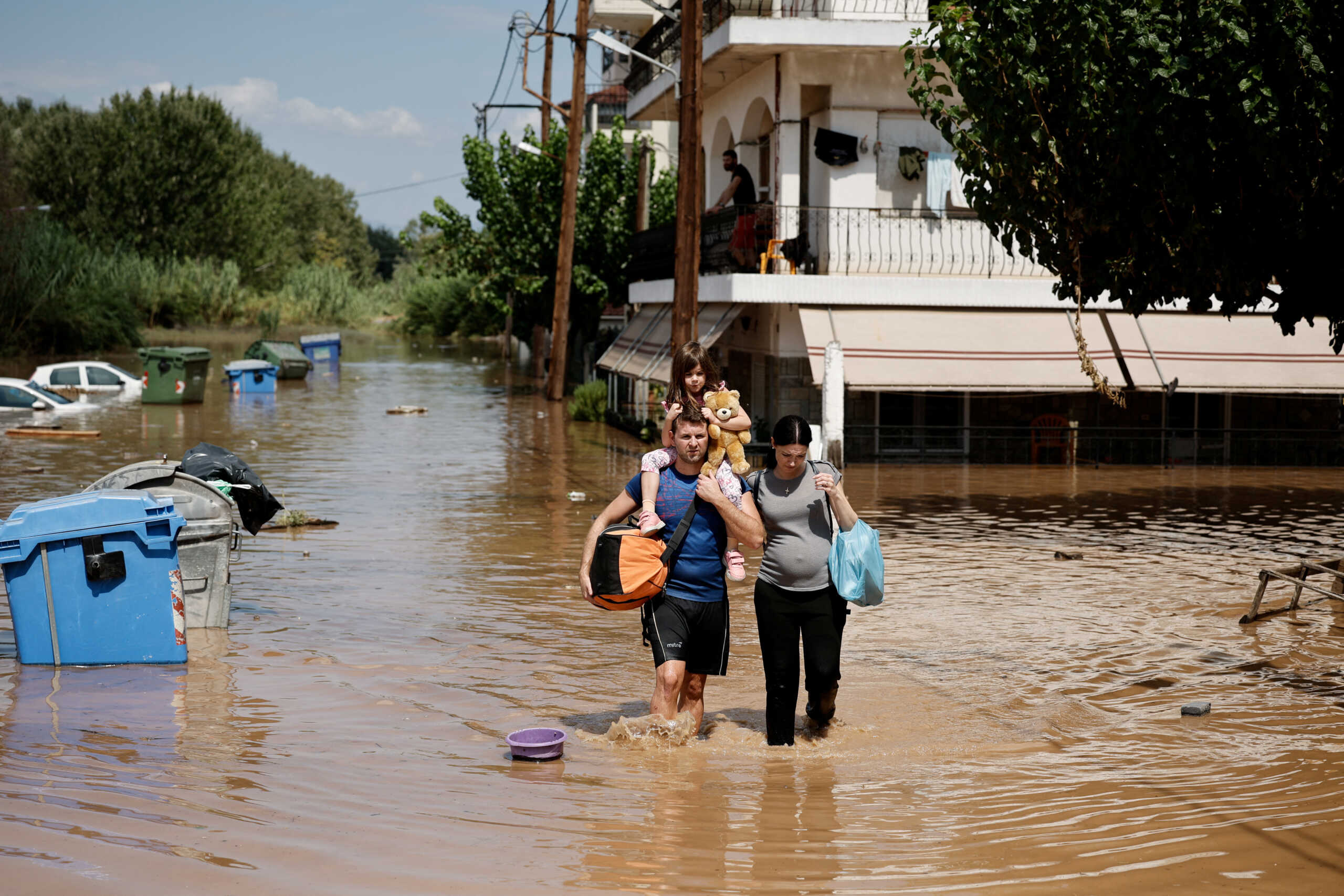 Locals evacuate in the aftermath of Storm Daniel in central Greece, in Larissa, Greece, September 8, 2023. REUTERS