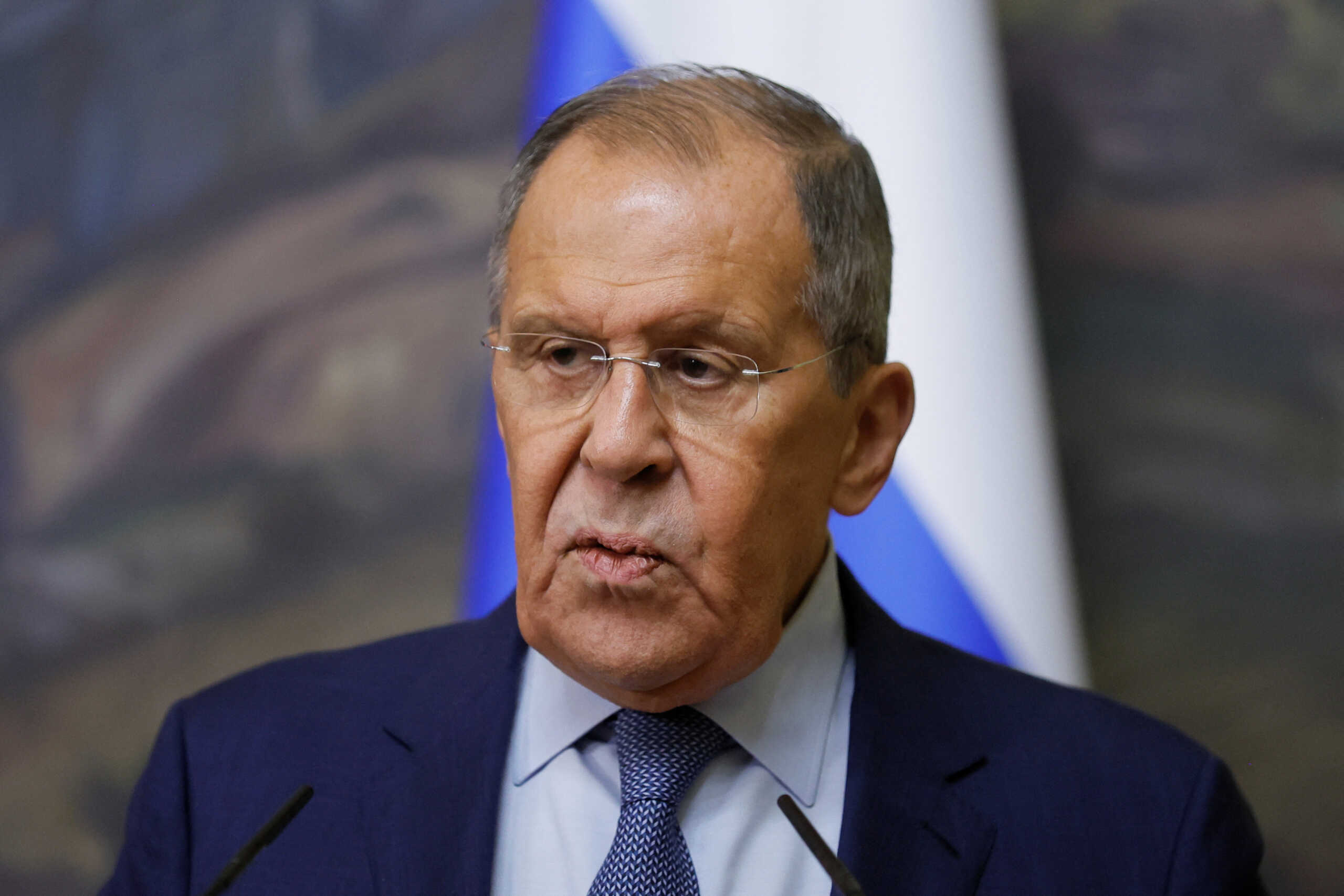 Russian Foreign Minister Sergei Lavrov looks on during a press conference with Turkish Foreign Minister Hakan Fidan, in Moscow, Russia, August 31, 2023. REUTERS