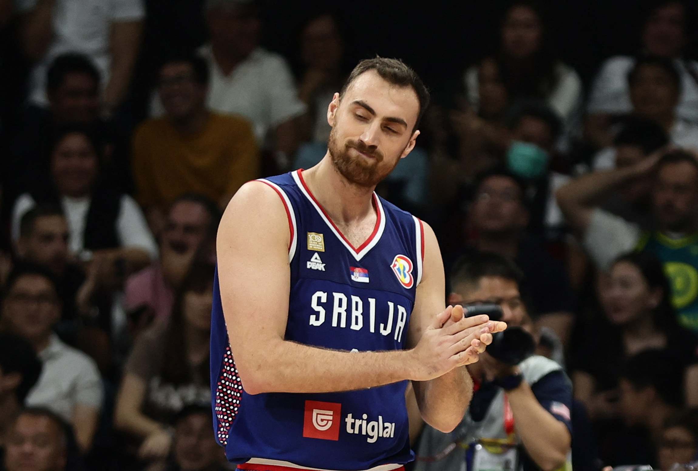 Basketball - FIBA World Cup 2023 - Final - Germany v Serbia - Mall of Asia Arena, Manila, Philippines - September 10, 2023 Serbia's Nikola Milutinov looks dejected during the match REUTERS