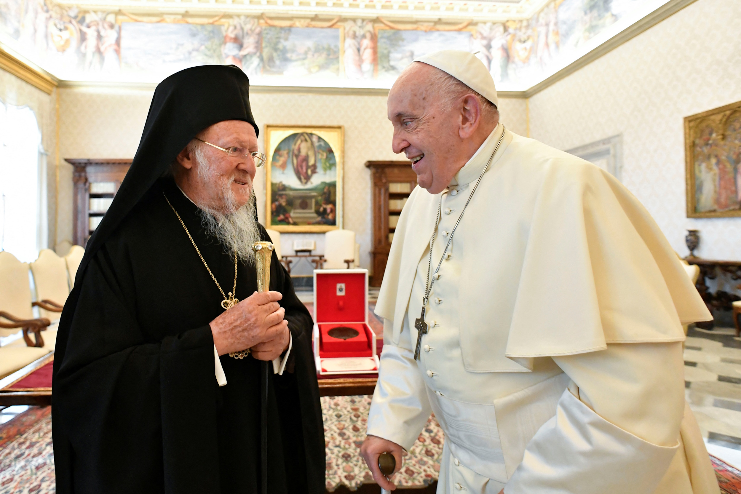 Pope Francis meets with Ecumenical Patriarch Bartholomew I of Constantinople, at the Vatican, September 30, 2023.   Vatican Media