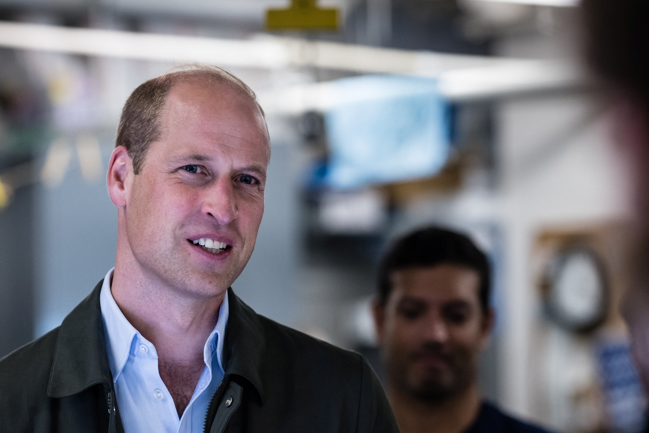 Britain's Prince William, Prince of Wales speaks to students from the Urban Assembly New York Harbor School about the Billion Oyster Project on Governor's Island in New York City on Monday Sept. 18, 2023.  Stefan Jeremiah