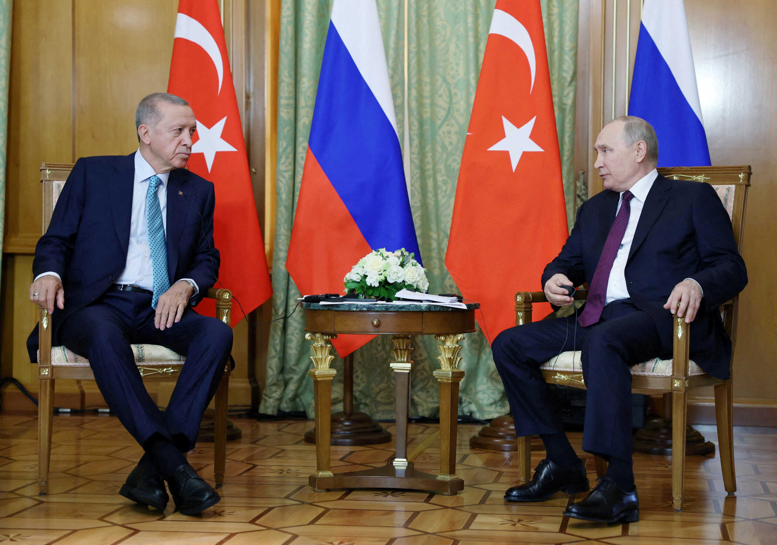 Russian President Vladimir Putin meets with Turkish President Tayyip Erdogan in Sochi, Russia, September 4, 2023. Murat Cetinmuhurdar