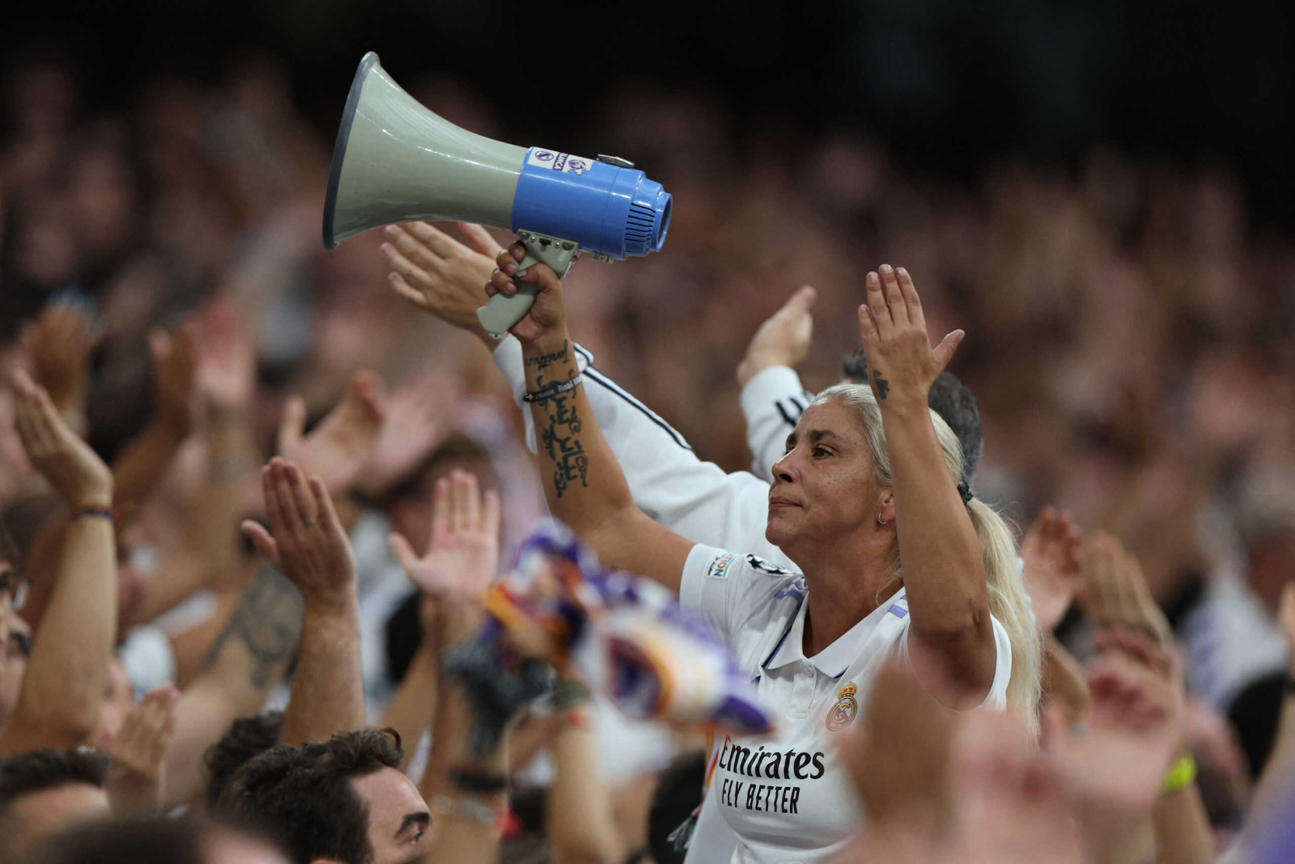 Soccer Football - LaLiga - Real Madrid v Getafe - Santiago Bernabeu, Madrid, Spain - September 2, 2023 Real Madrid fans during the match REUTERS