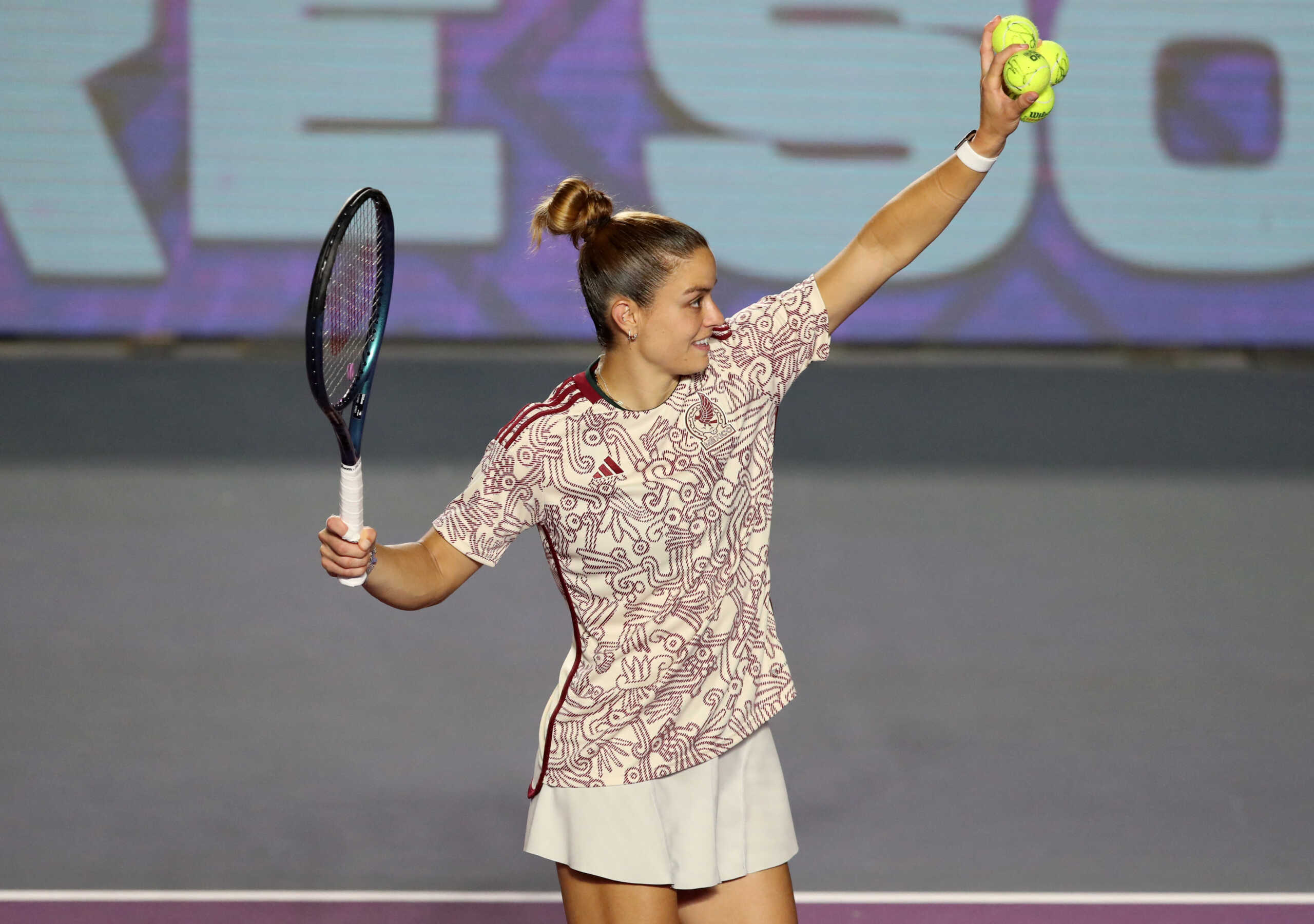 Tennis - WTA 1000 - Guadalajara Open - Panamerican Tennis Center, Guadalajara, Mexico - September 21, 2023 Greece's Maria Sakkari celebrates after winning her quarter final match against Colombia's Emiliana Arango REUTERS