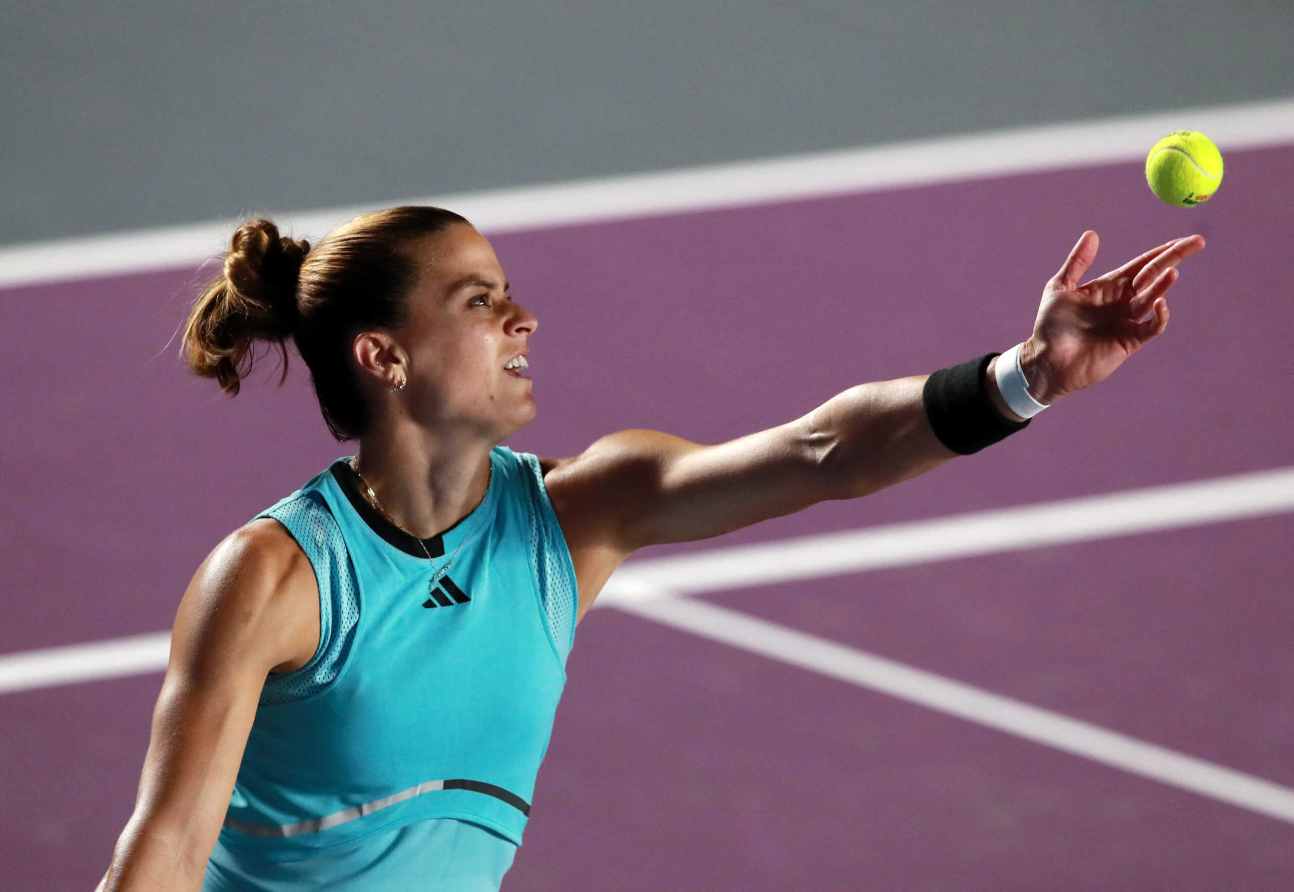 Tennis - WTA 1000 - Guadalajara Open - Panamerican Tennis Center, Guadalajara, Mexico - September 19, 2023 Greece's Maria Sakkari in action during her second round match against Australia's Storm Hunter REUTERS