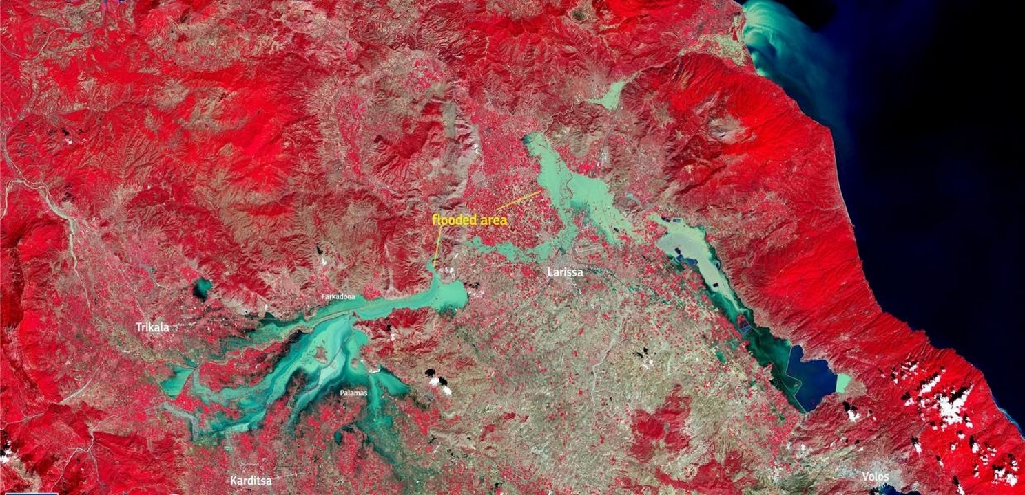 Κακοκαιρία – Θεσσαλία: Νέα δορυφορική εικόνα αποκαλύπτει το μέγεθος της καταστροφής