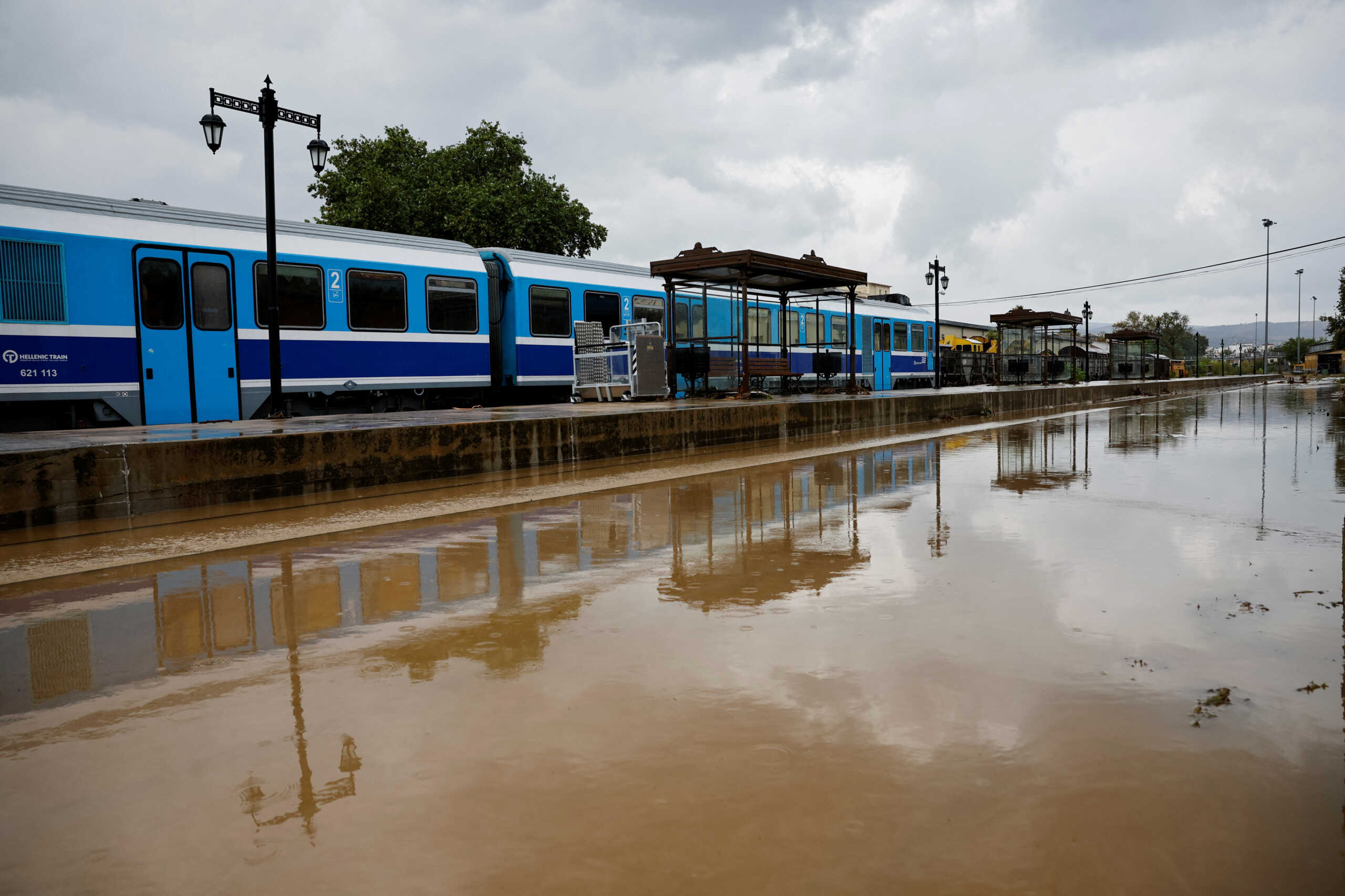 A view of a railway station flooded due to the impact of the storm Daniel in the city of Volos, Greece, September 6, 2023. REUTERS