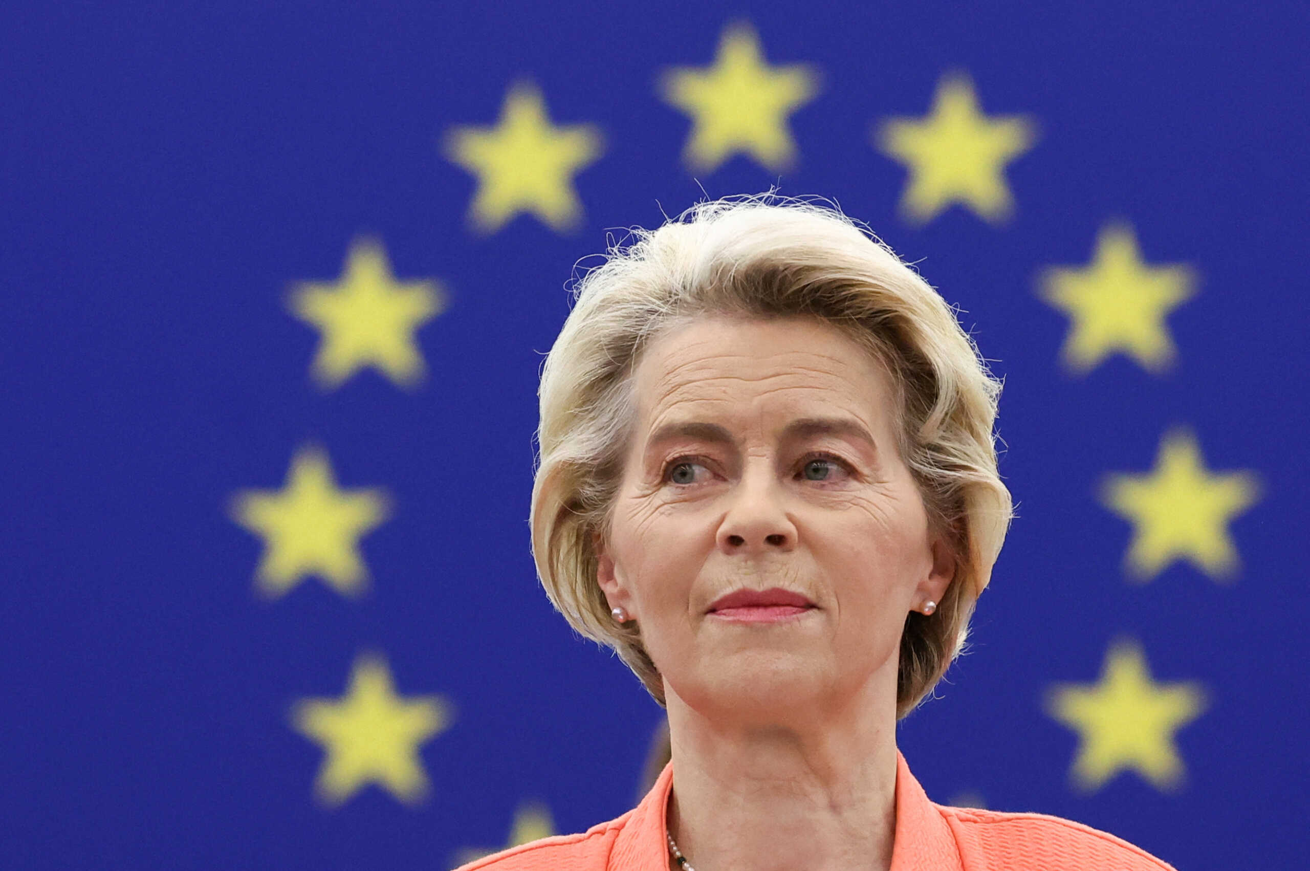 European Commission President Ursula von der Leyen reacts on the day of the annual State of the European Union address to the European Parliament, in Strasbourg, France, September 13, 2023. REUTERS