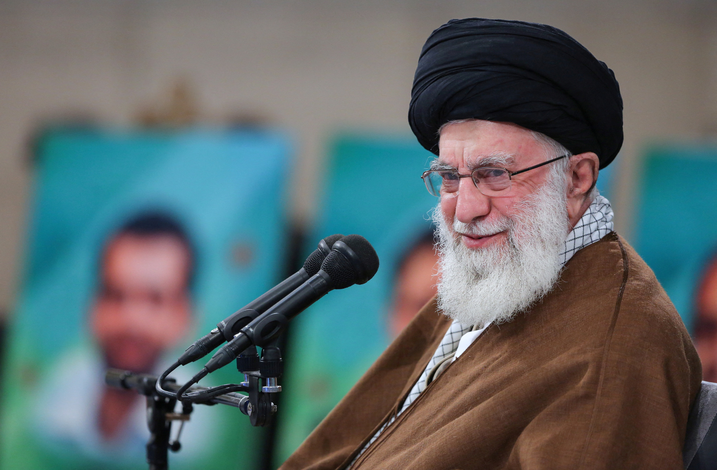 Iran's Supreme Leader Ayatollah Ali Khamenei attends a meeting with a group of Iranian elites in Tehran, Iran October 17, 2023. Office of the Iranian Supreme Leader