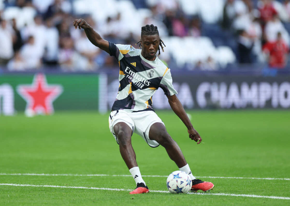 Soccer Football - Champions League - Group C - Real Madrid v 1. FC Union Berlin - Santiago Bernabeu, Madrid, Spain - September 20, 2023  Real Madrid's Eduardo Camavinga during the warm up before the match REUTERS