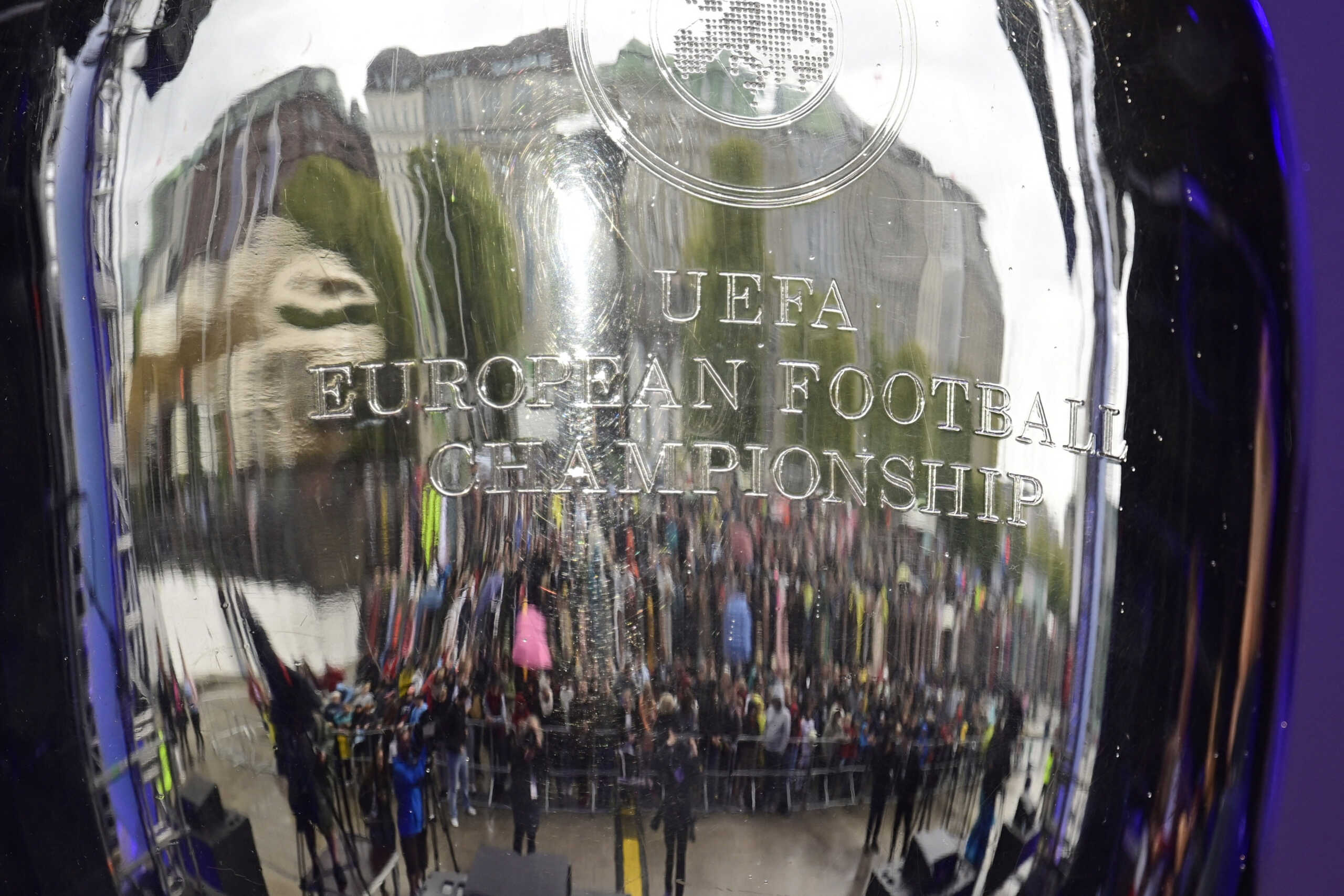 Soccer Football - Philipp Lahm attends Kick-Off-Event Ticketing for the EURO 2024 - Hamburg, Germany - October 3, 2023 The European Championship trophy is pictured during the Kick-Off Event in Hamburg REUTERS